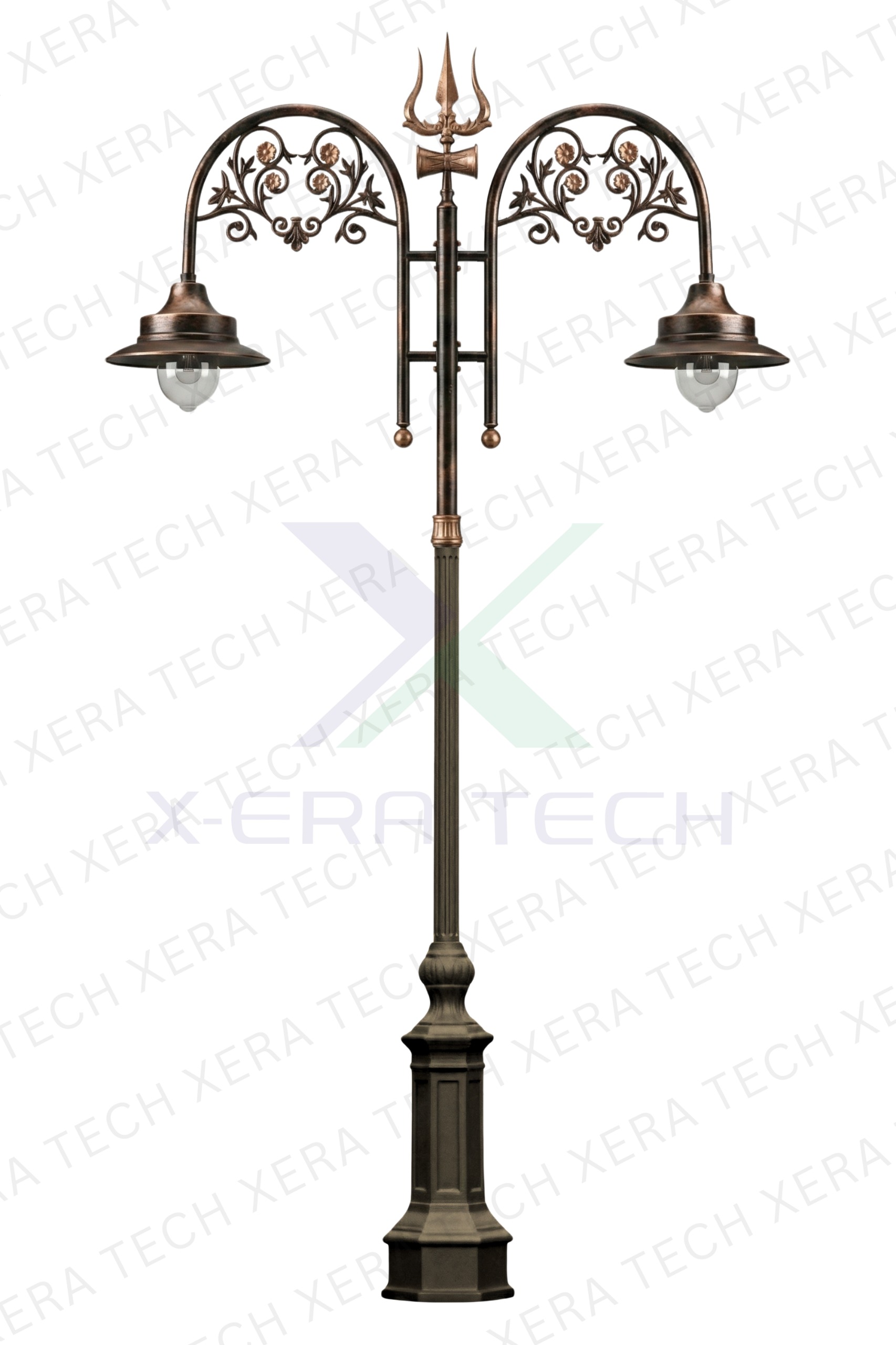 Black decorative light pole with LED fittings