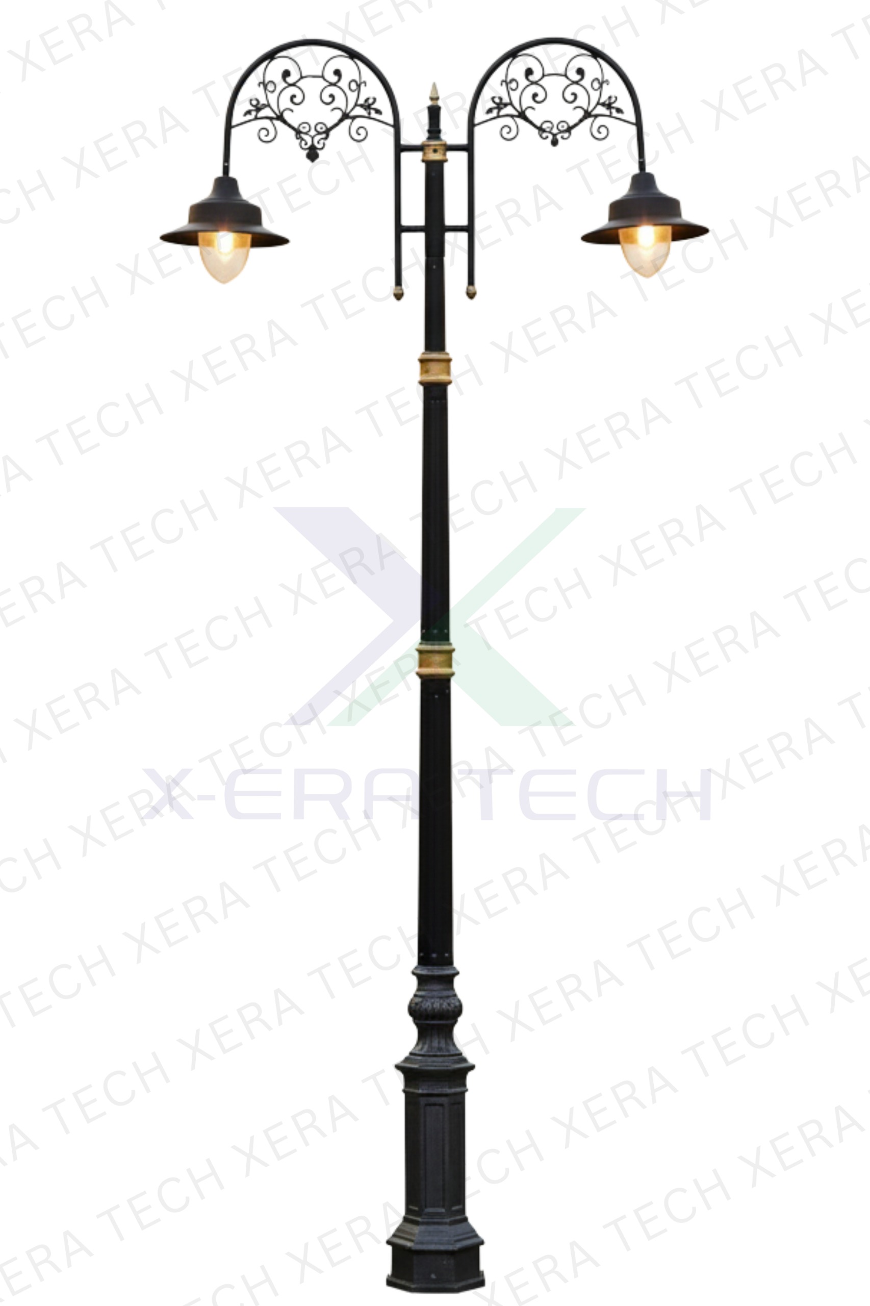 Decorative street light on road installation