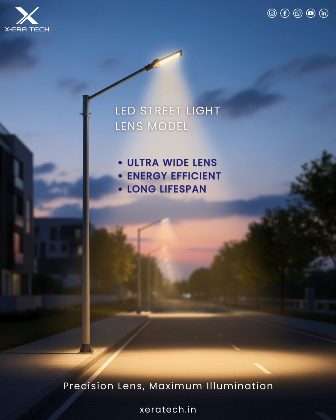 Lens model LED street light primary product shot