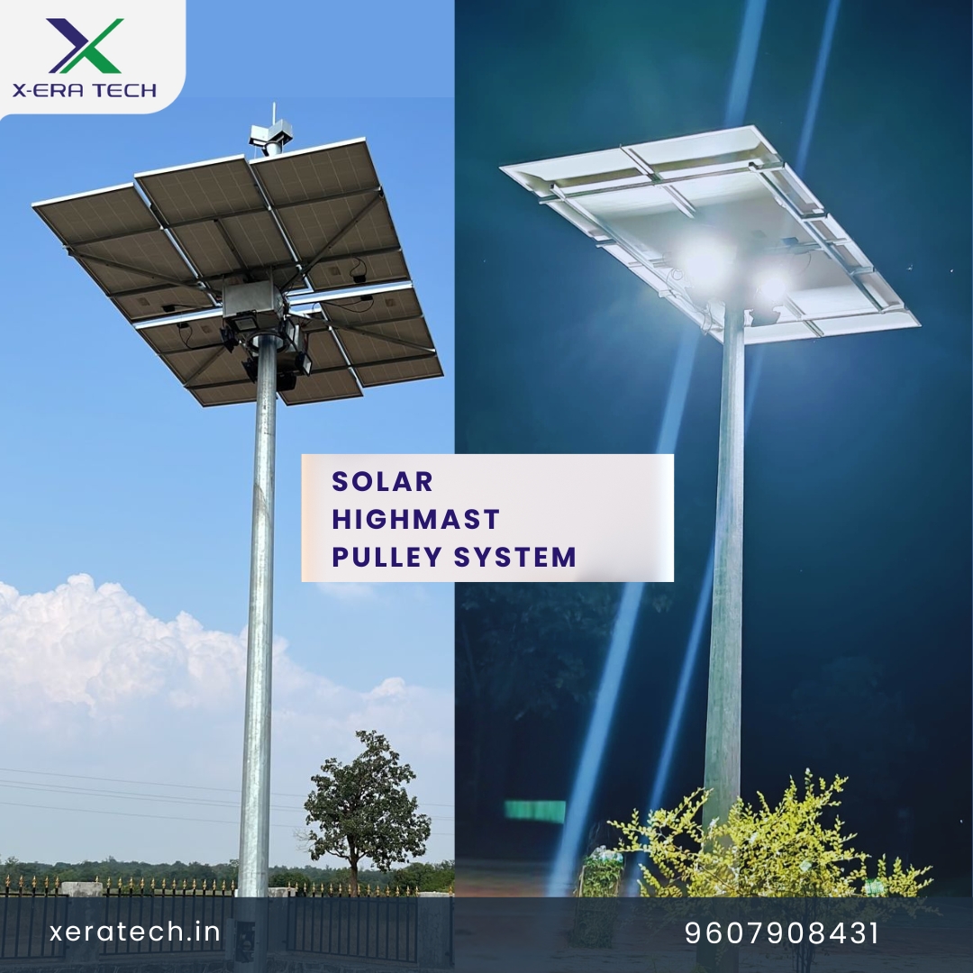 Solar high mast light product on site