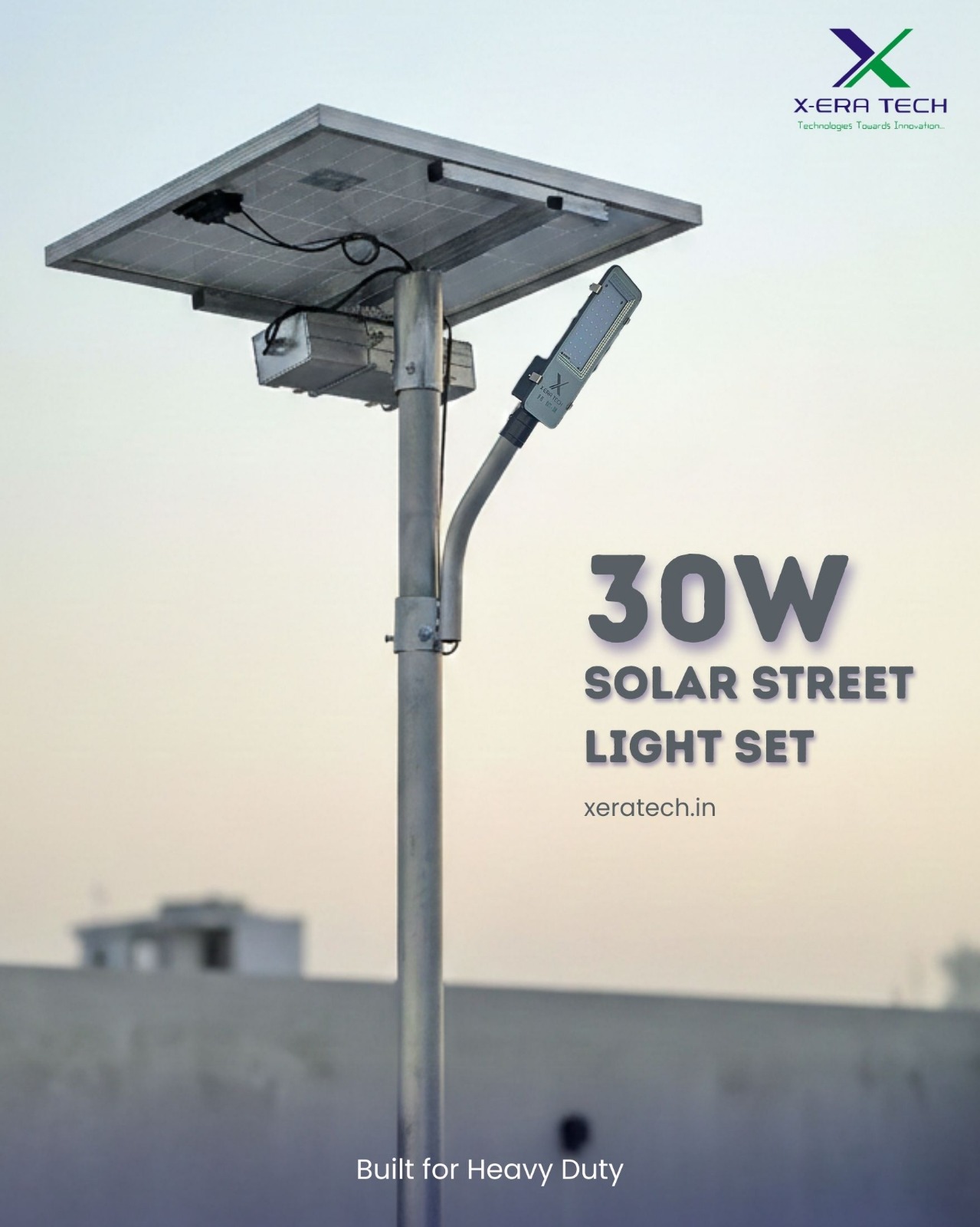 Solar street light installed at road