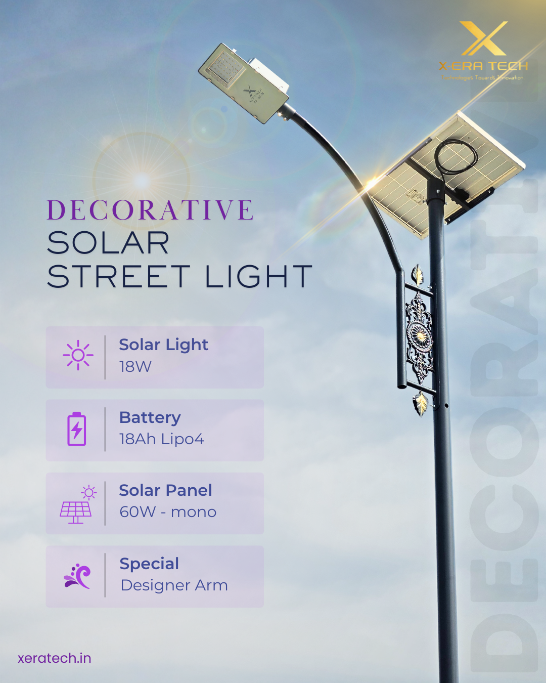 Transparent background solar street light product