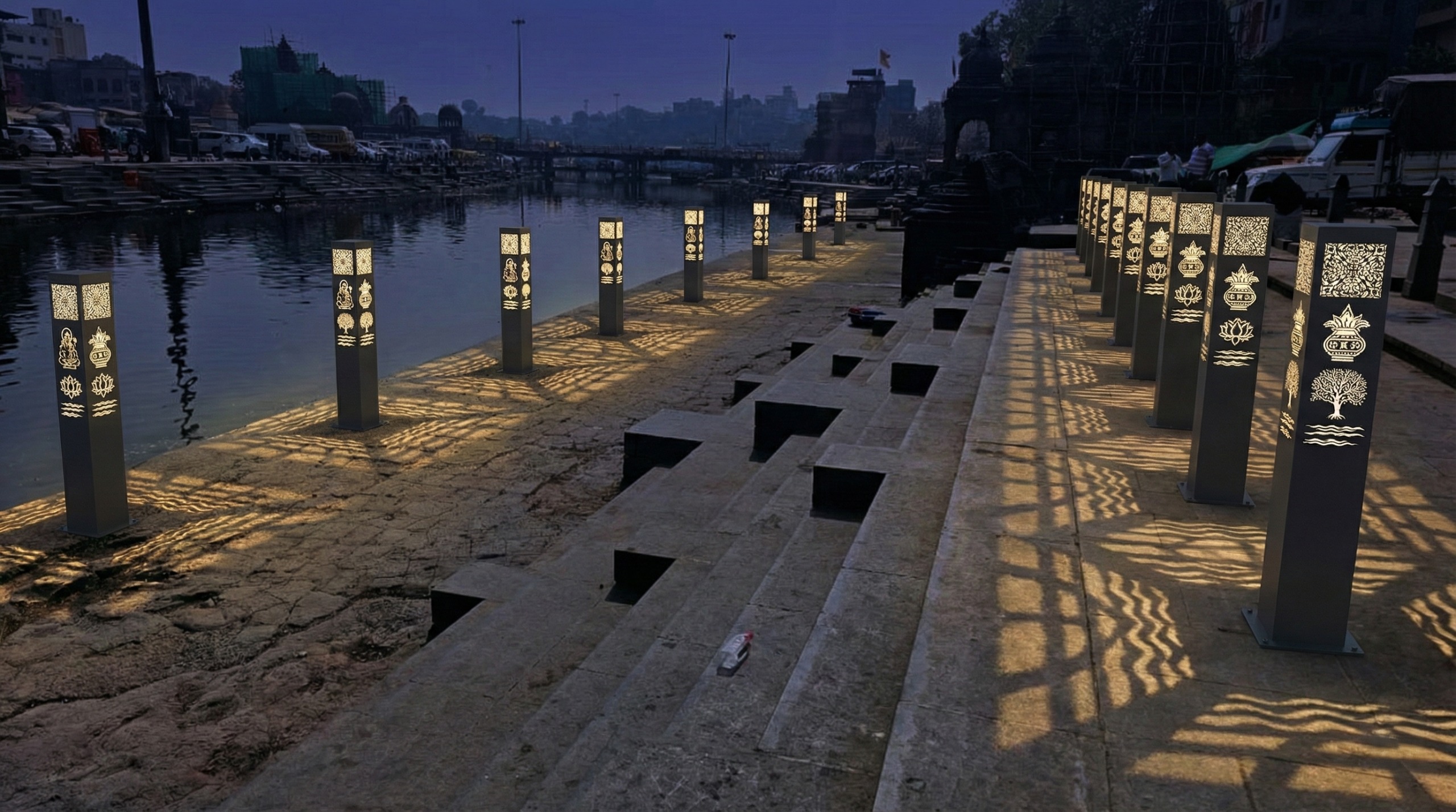 Cylindrical stainless bollard light