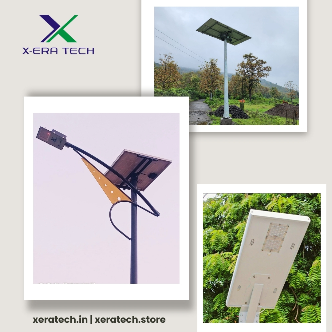 Wide shot of decorative solar street light
