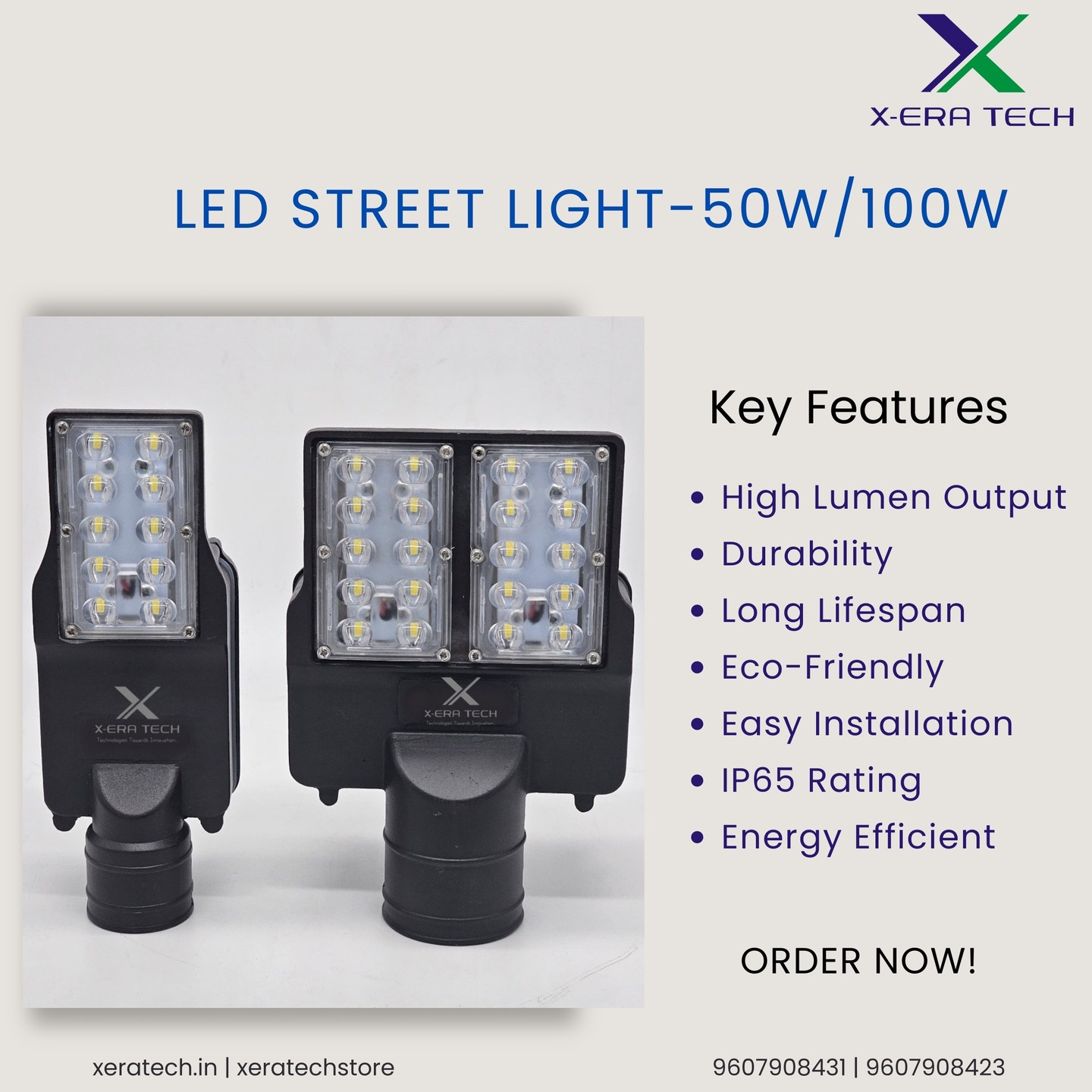 50W and 100W LED street lights comparison