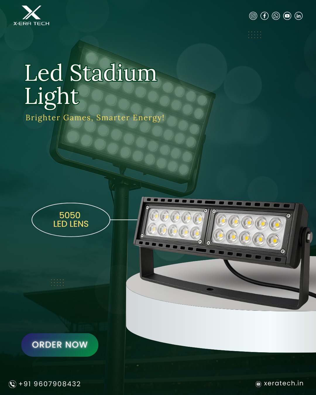 LED stadium light close-up view