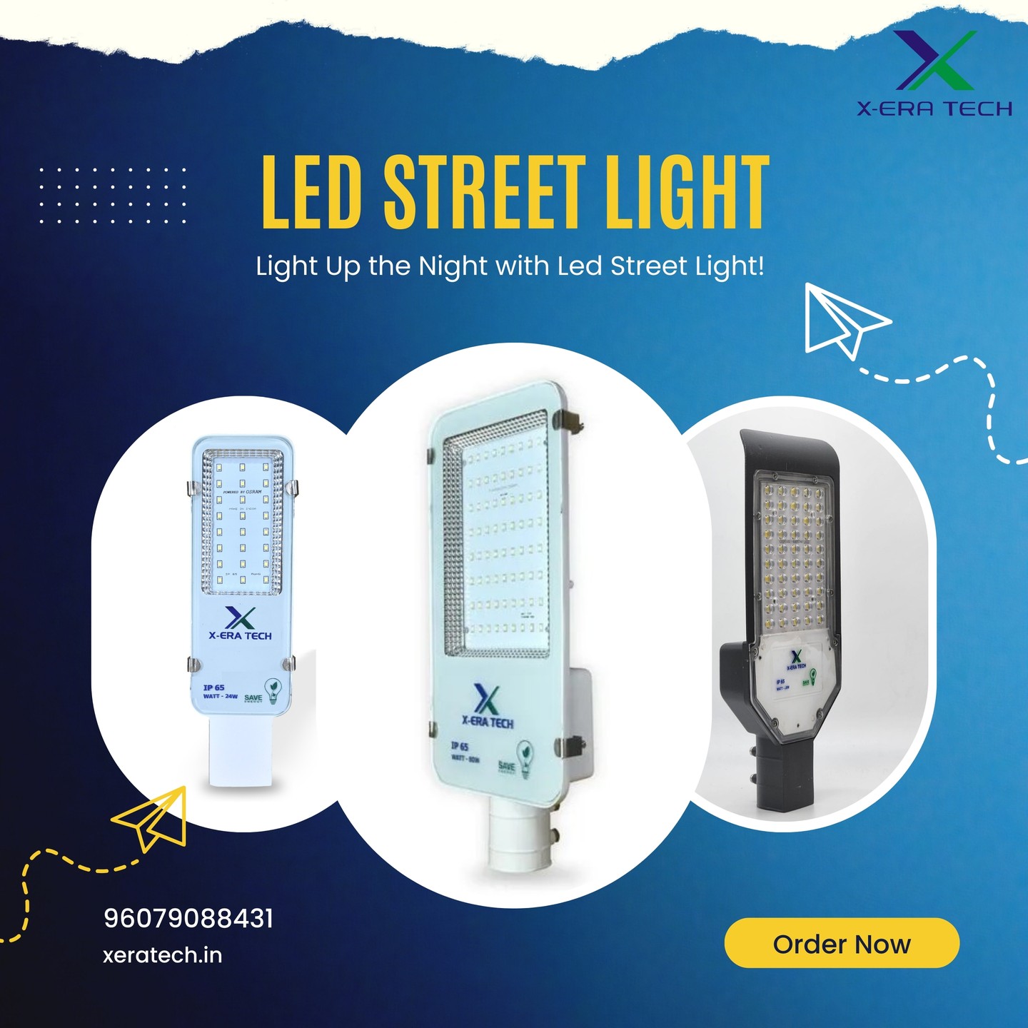 Infographic showing different types of street lights