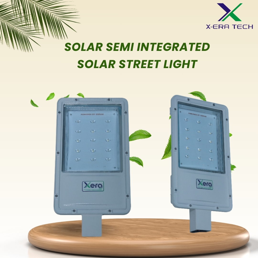 Semi-integrated solar street light side view