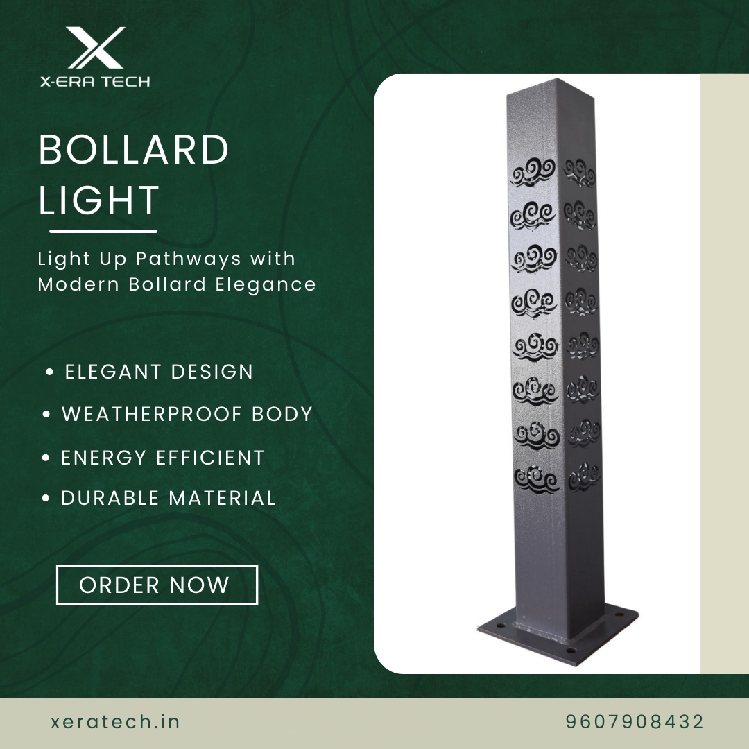 Bollard light on grass lawn