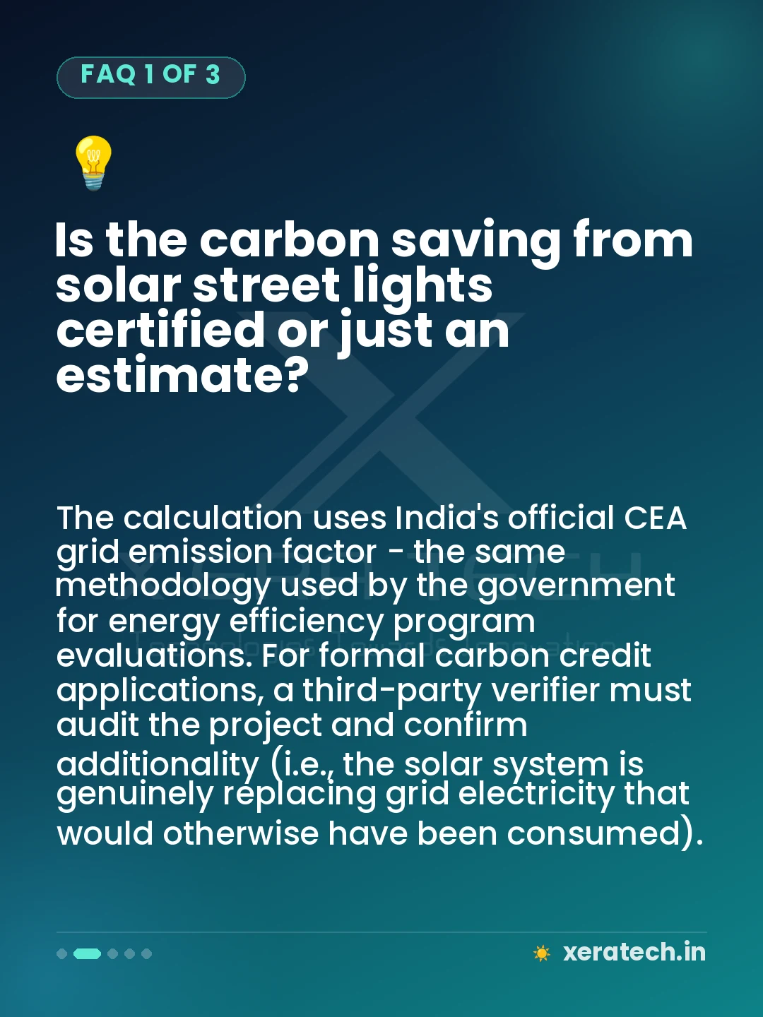 Is the carbon saving from solar street lights certified or just an estimate?
