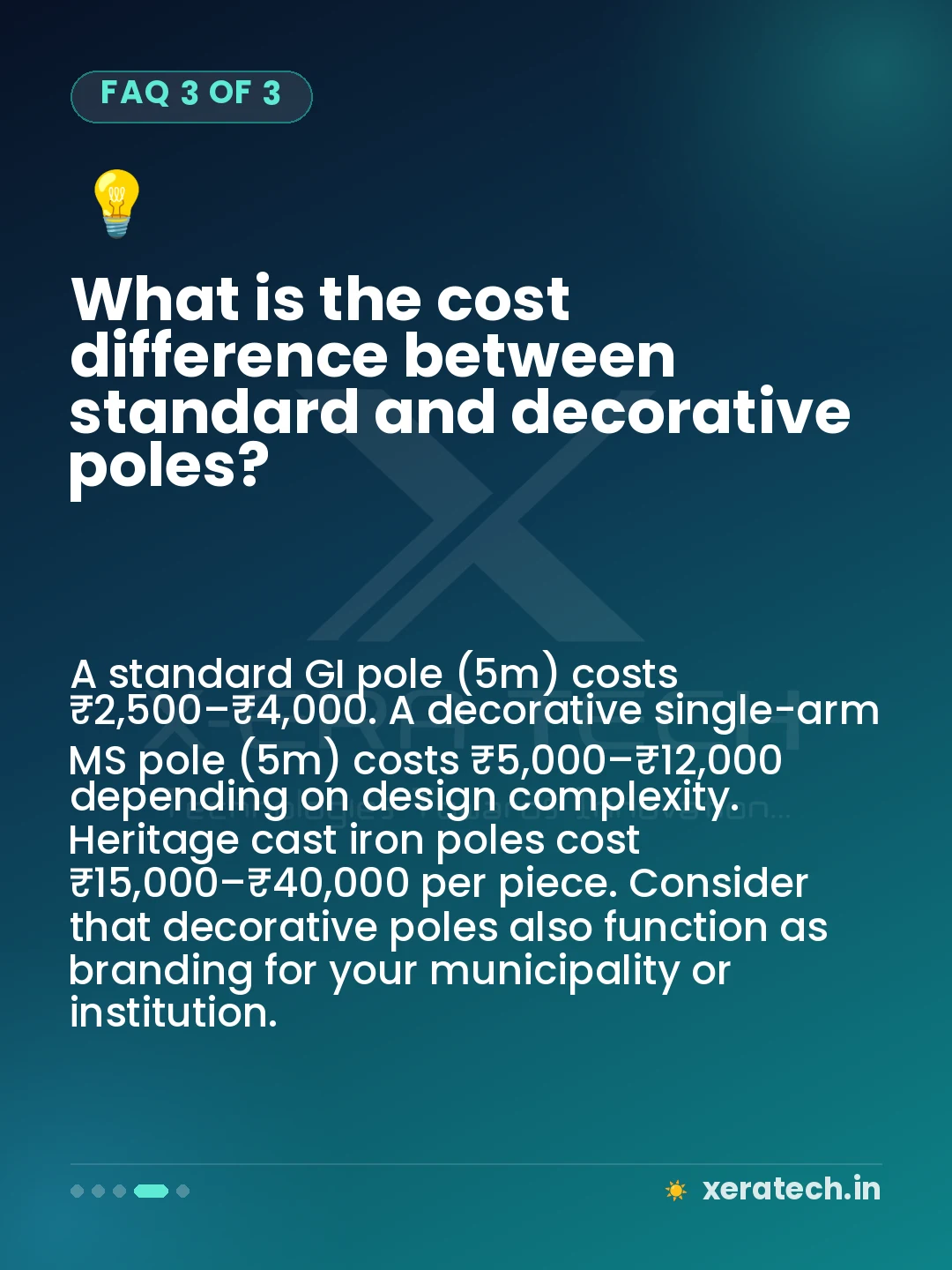 What is the cost difference between standard and decorative poles?