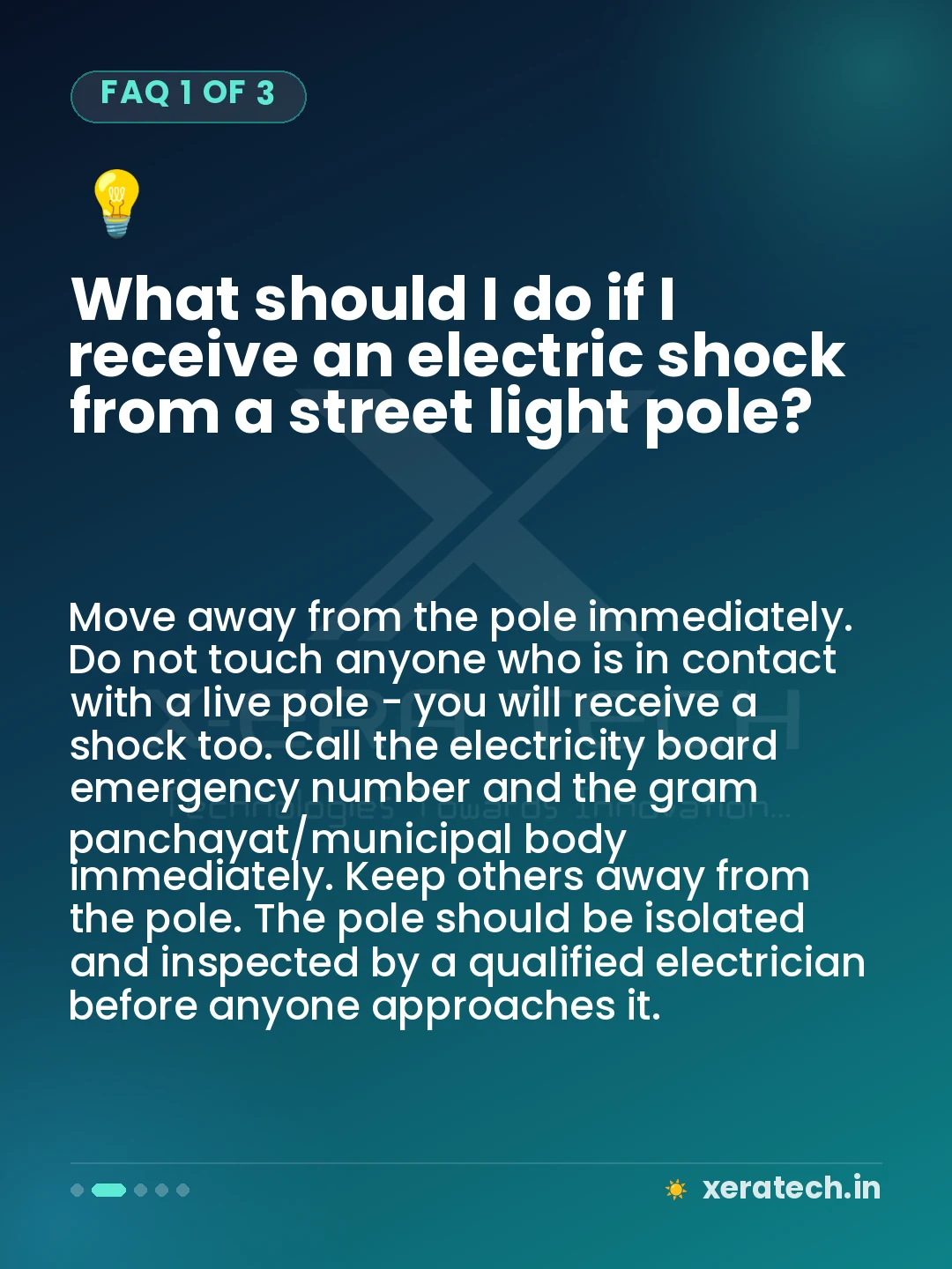 What should I do if I receive an electric shock from a street light pole?