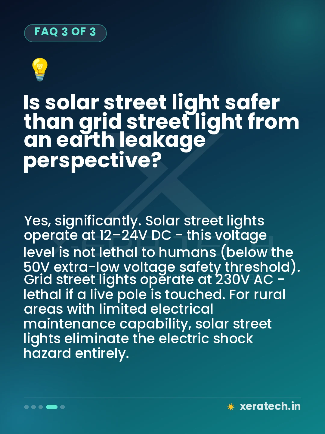 Is solar street light safer than grid street light from an earth leakage perspective?