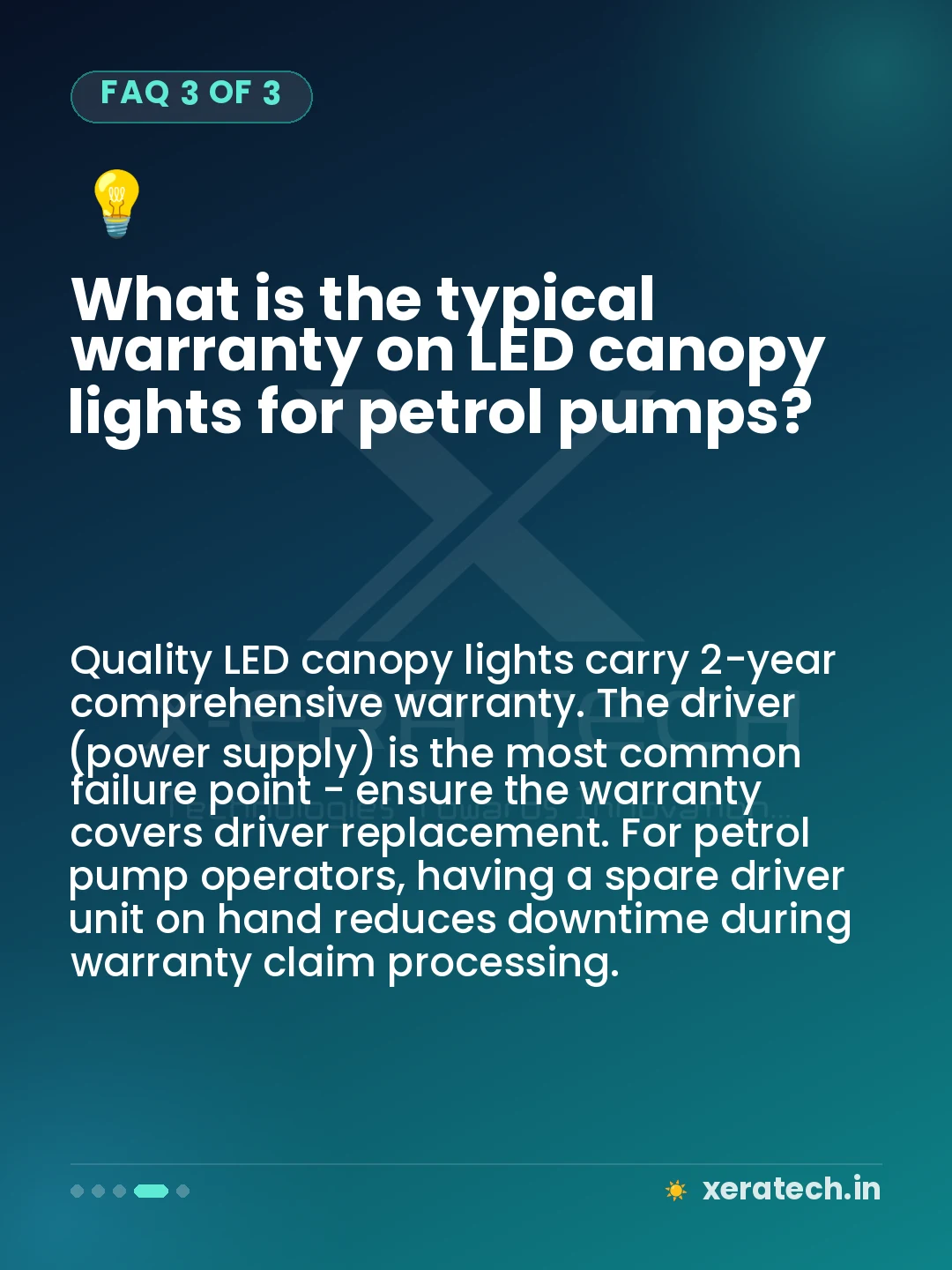 What is the typical warranty on LED canopy lights for petrol pumps?