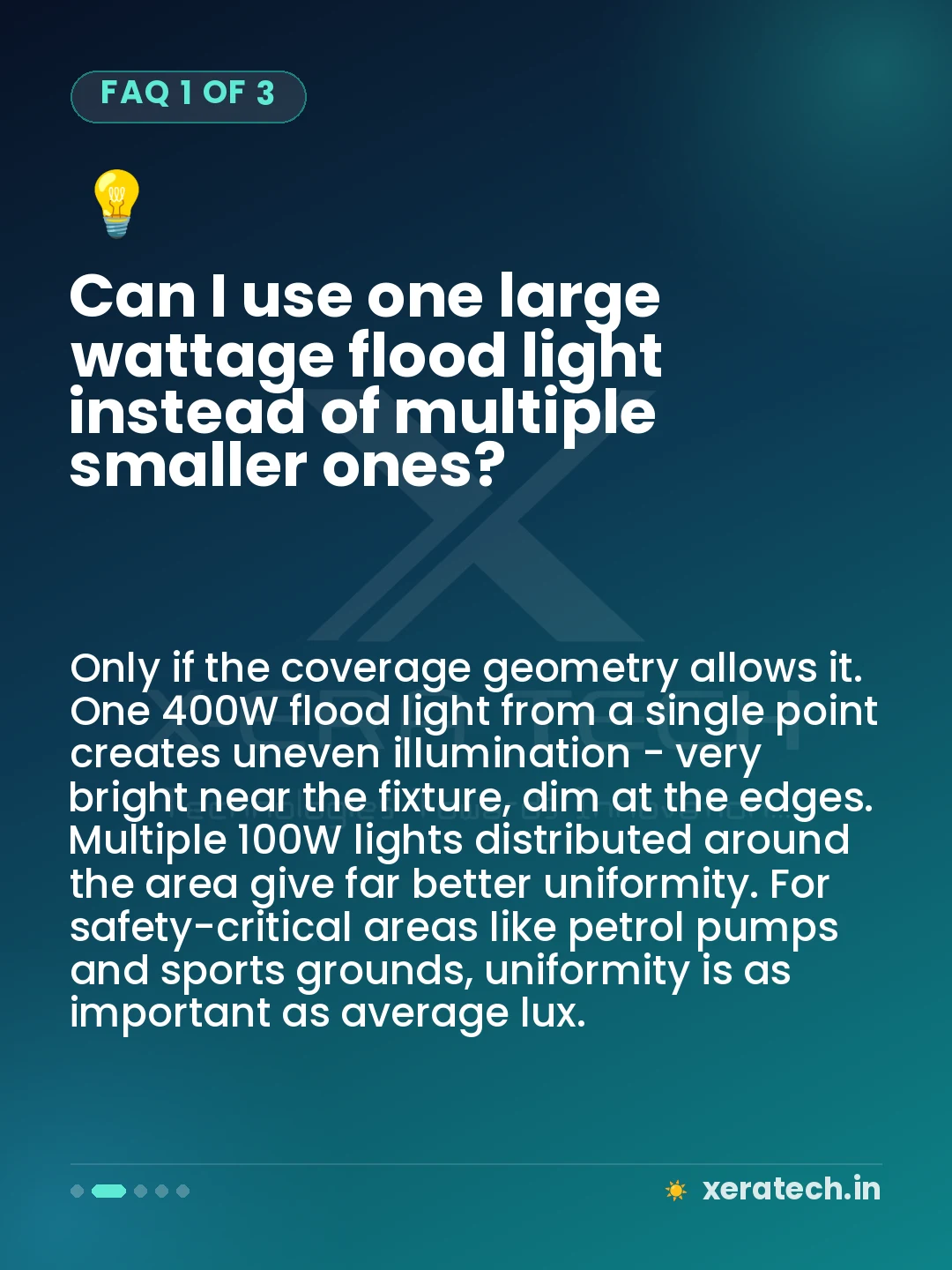 Can I use one large wattage flood light instead of multiple smaller ones?