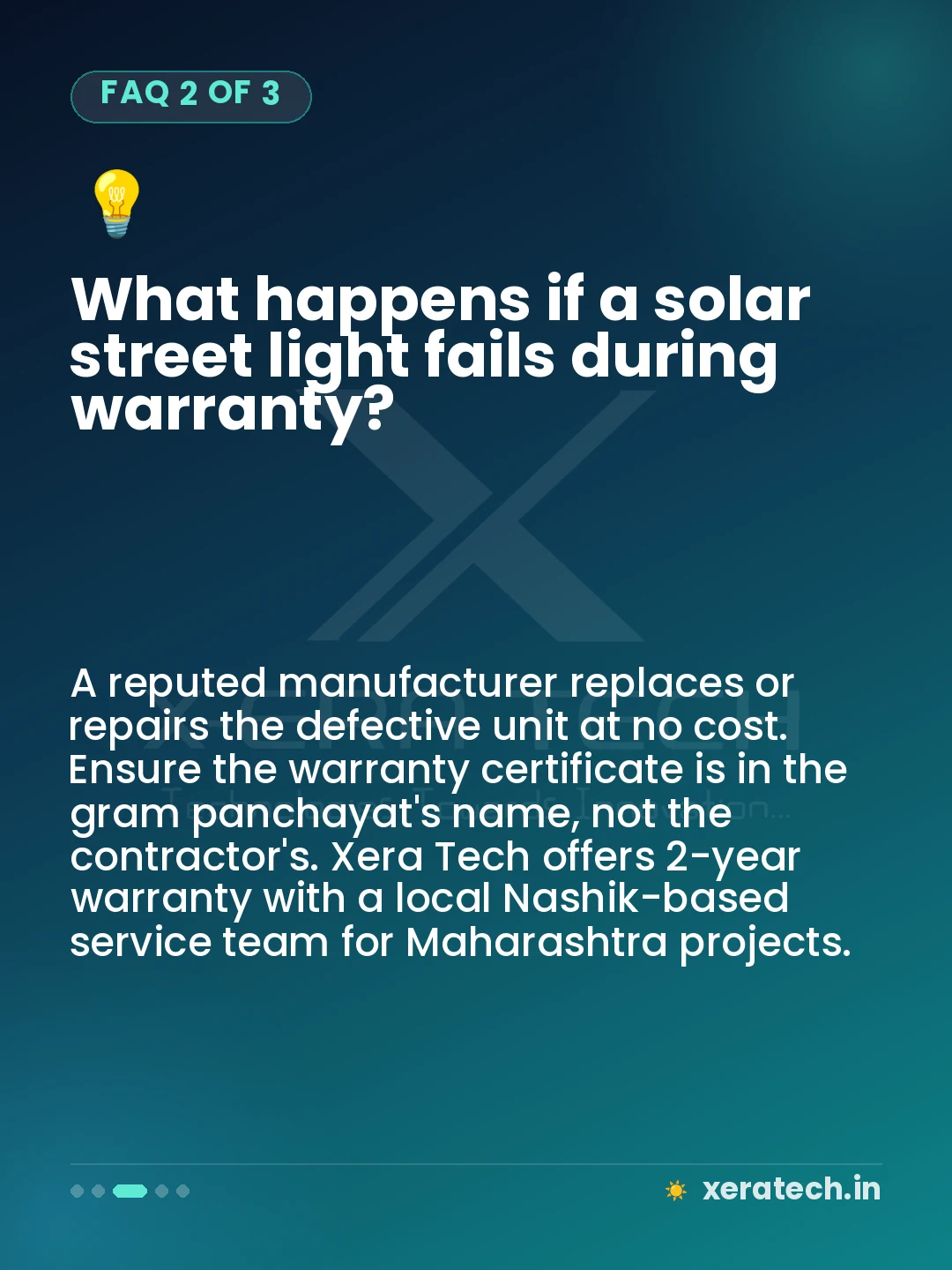 What happens if a solar street light fails during warranty?