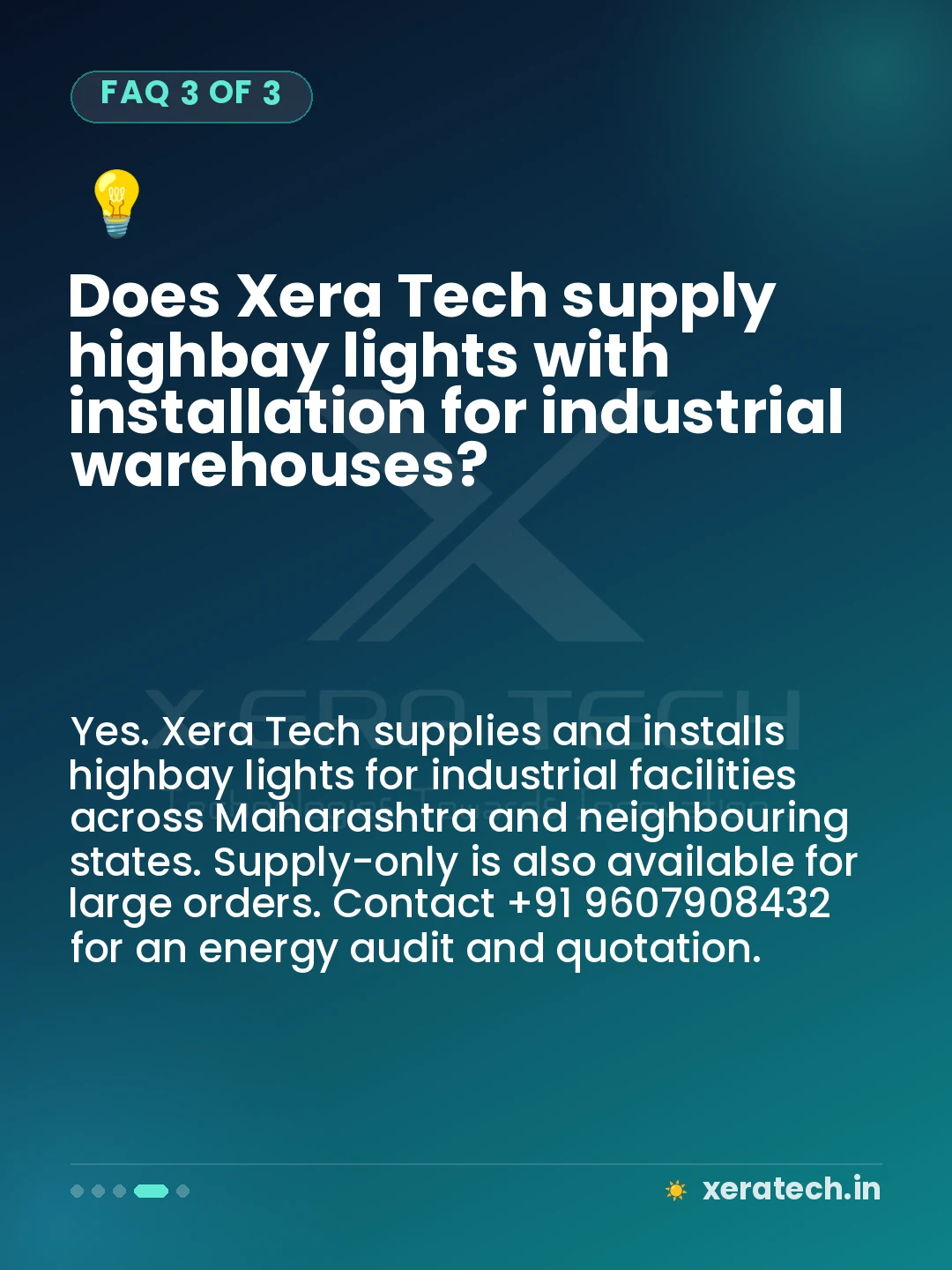 Does Xera Tech supply highbay lights with installation for industrial warehouses?
