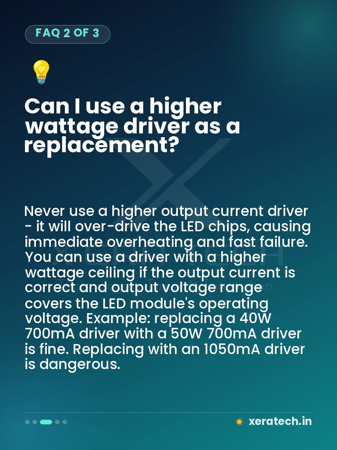 Can I use a higher wattage driver as a replacement?