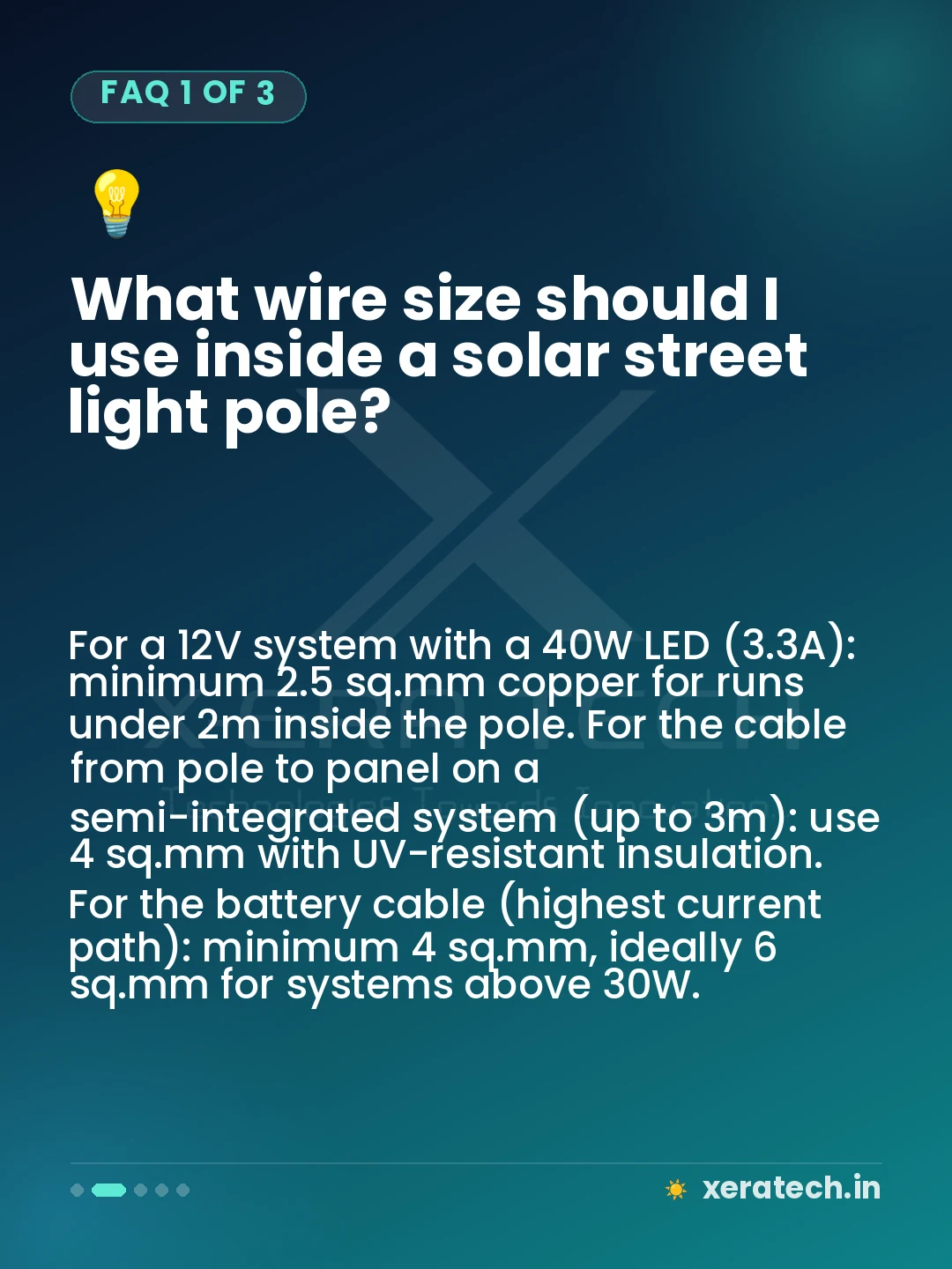What wire size should I use inside a solar street light pole?