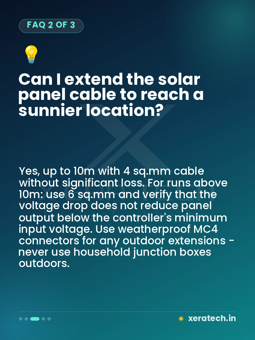 Can I extend the solar panel cable to reach a sunnier location?