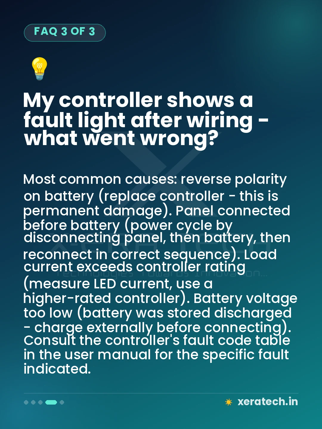 My controller shows a fault light after wiring - what went wrong?