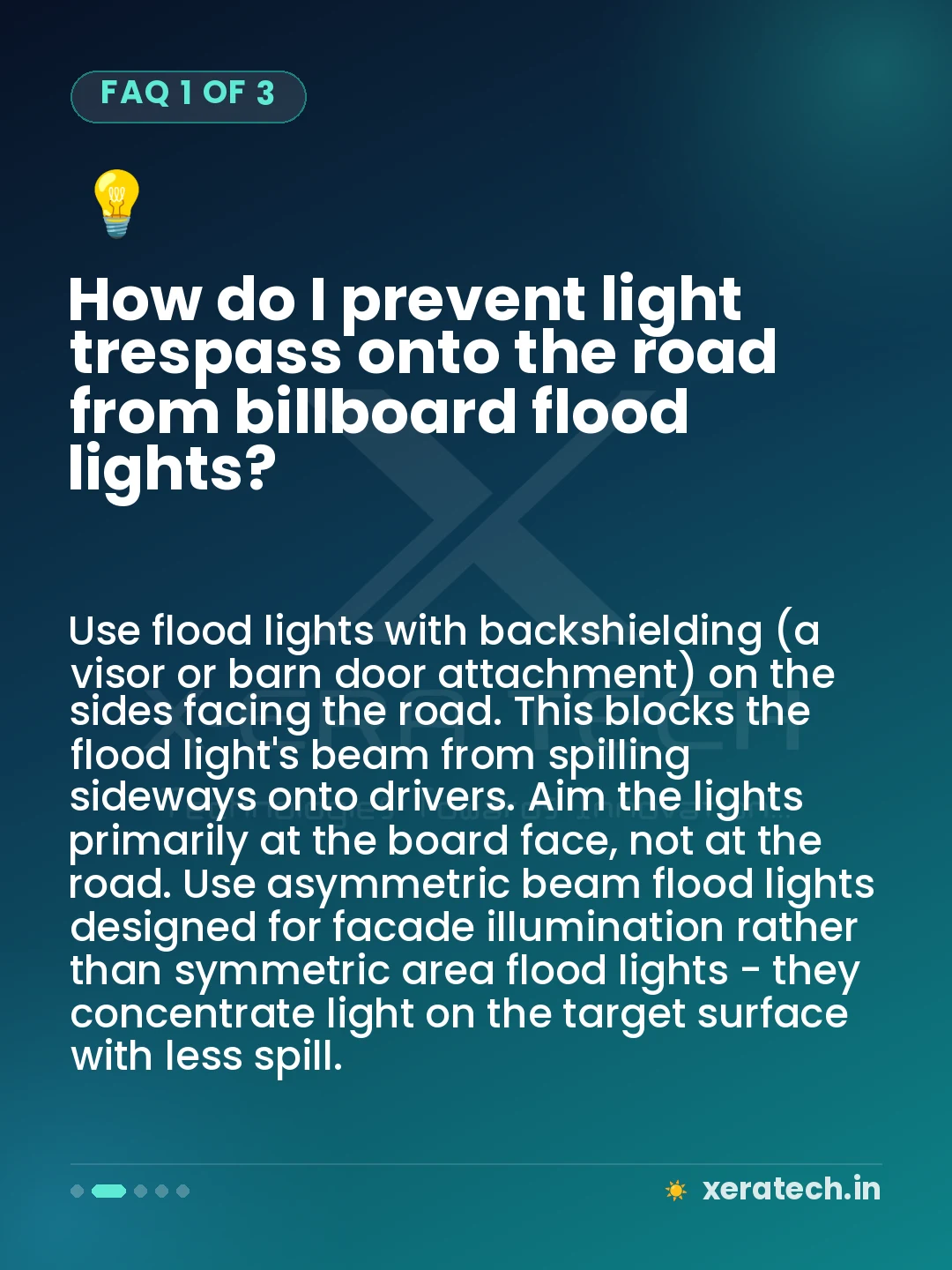 How do I prevent light trespass onto the road from billboard flood lights?