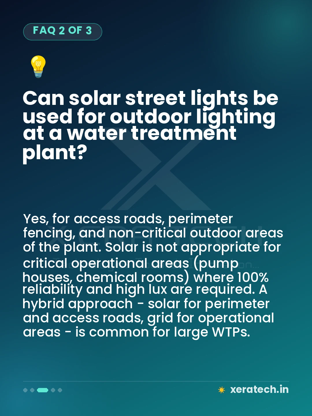 Can solar street lights be used for outdoor lighting at a water treatment plant?
