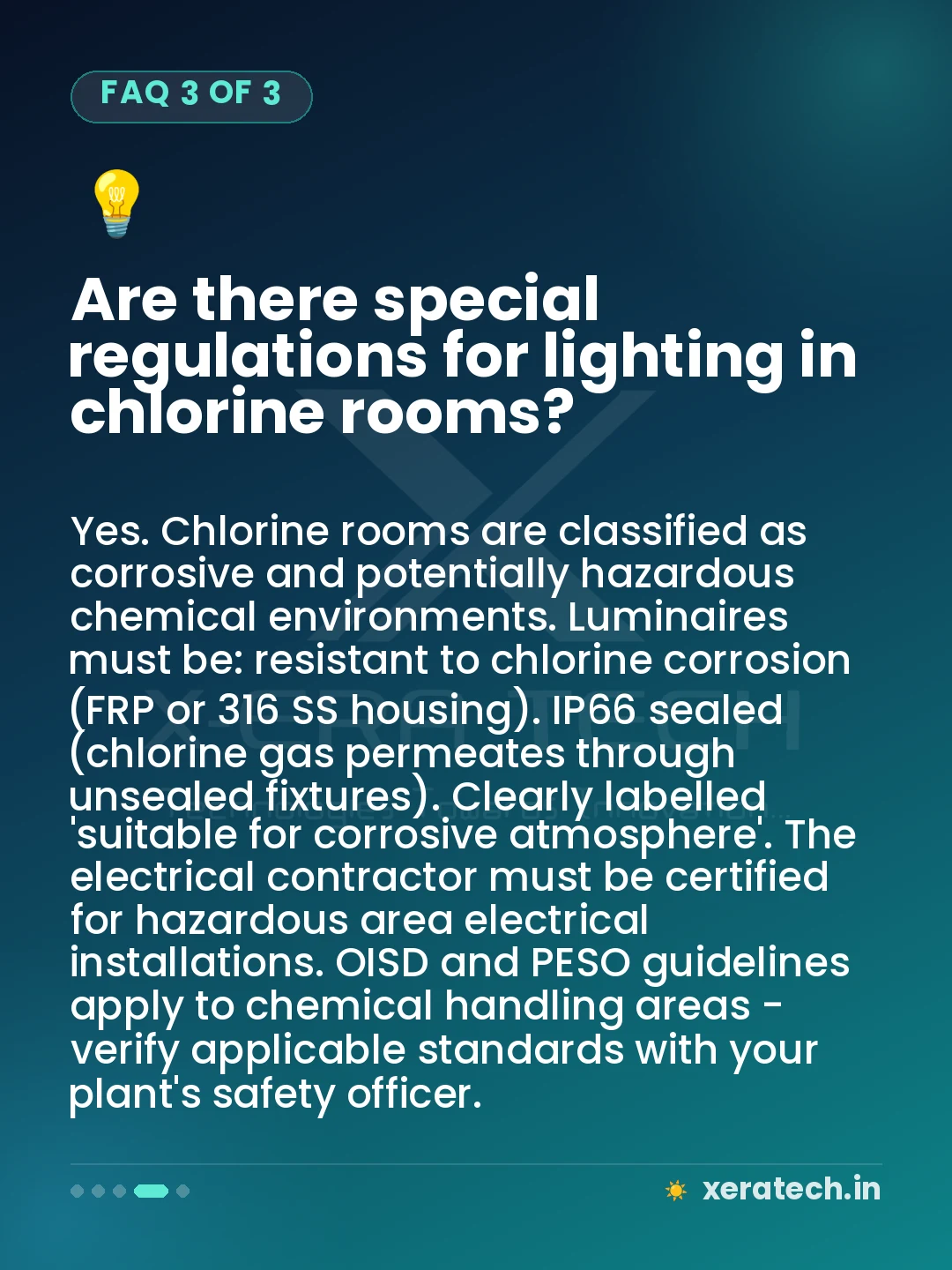 Are there special regulations for lighting in chlorine rooms?