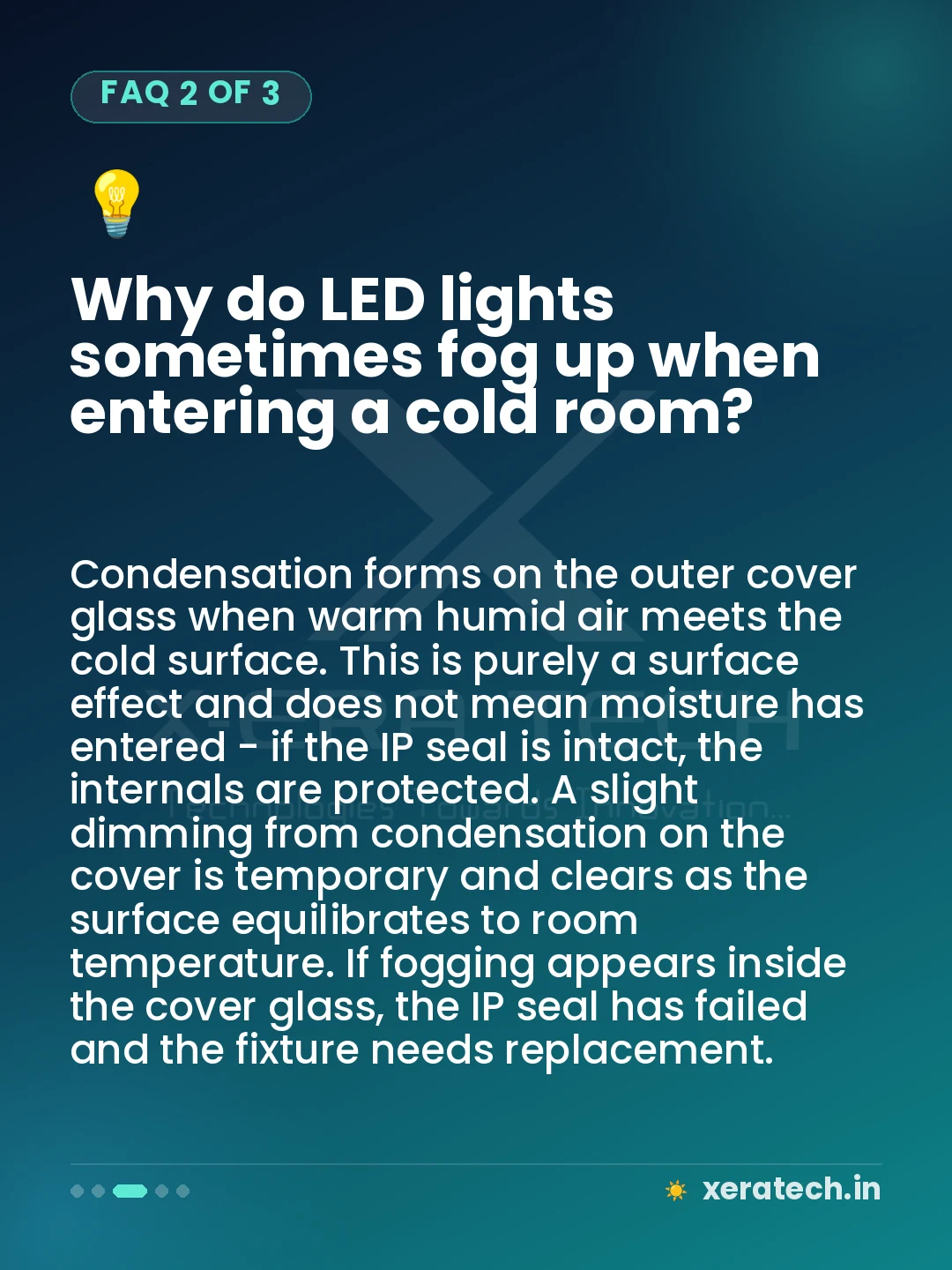 Why do LED lights sometimes fog up when entering a cold room?
