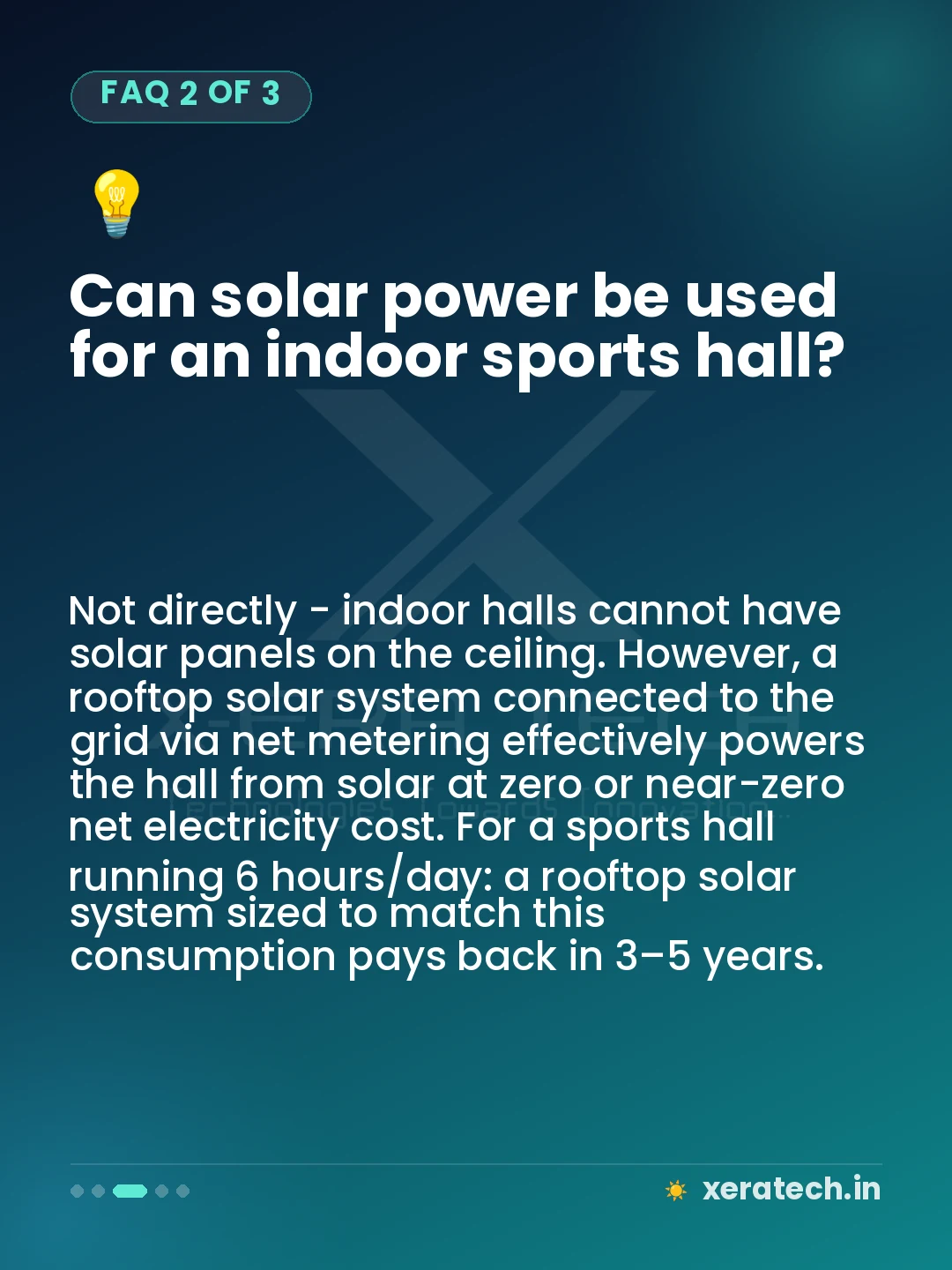 Can solar power be used for an indoor sports hall?