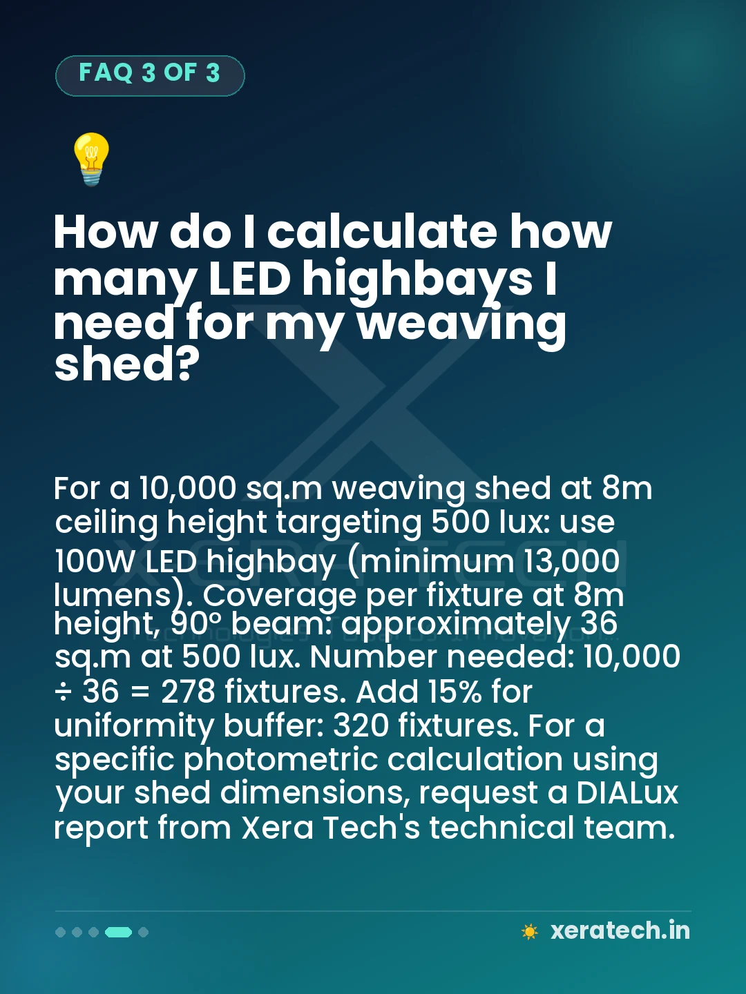 How do I calculate how many LED highbays I need for my weaving shed?