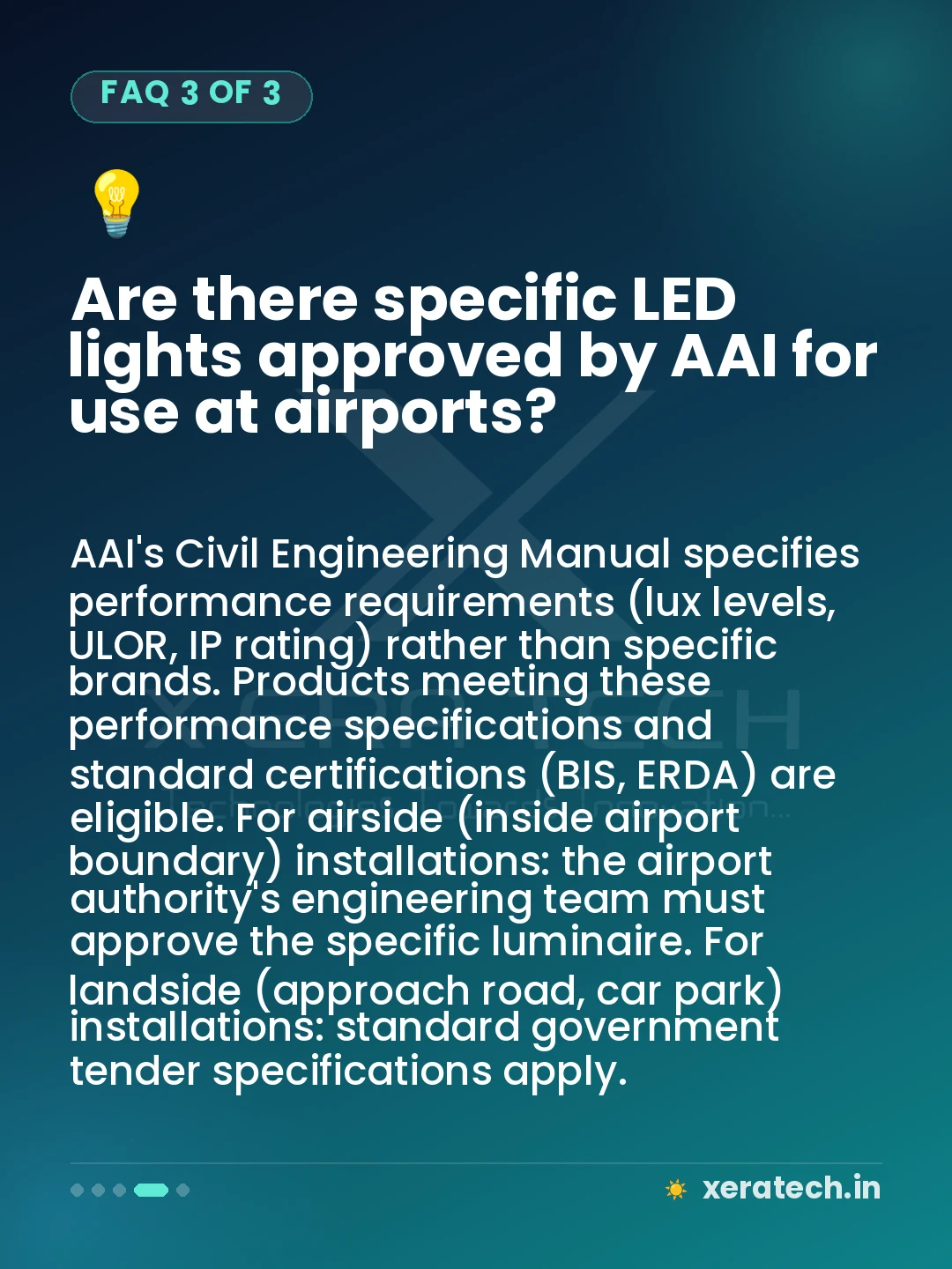 Are there specific LED lights approved by AAI for use at airports?