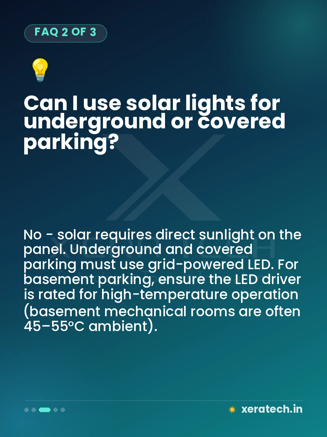 Can I use solar lights for underground or covered parking?