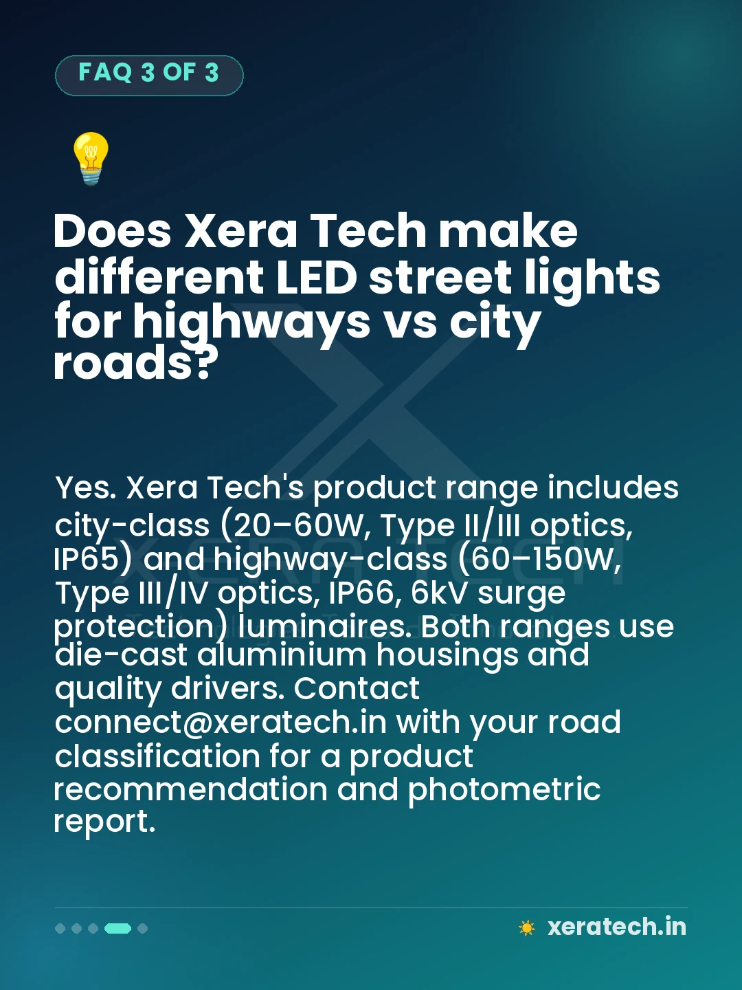 Does Xera Tech make different LED street lights for highways vs city roads?