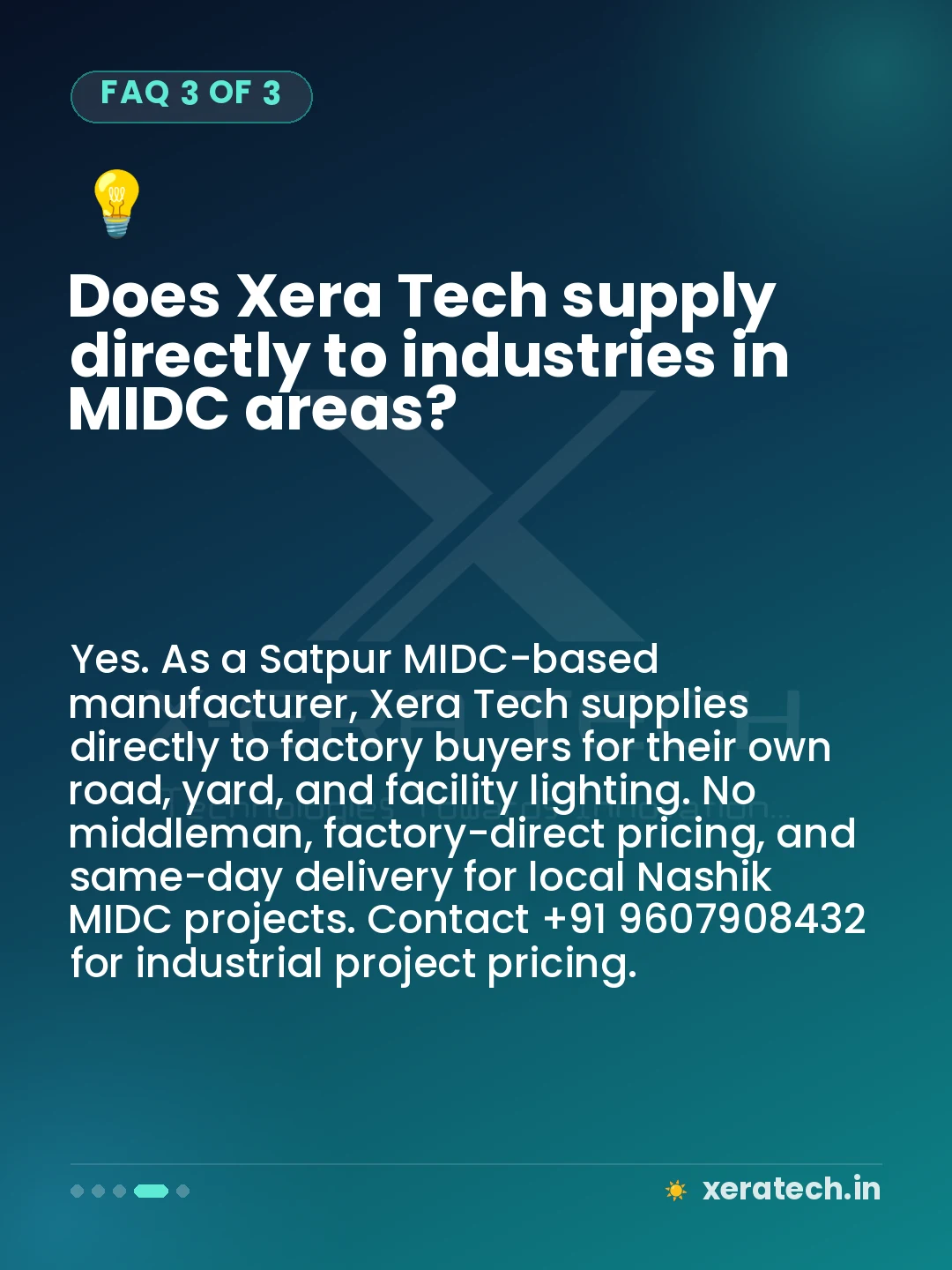 Does Xera Tech supply directly to industries in MIDC areas?
