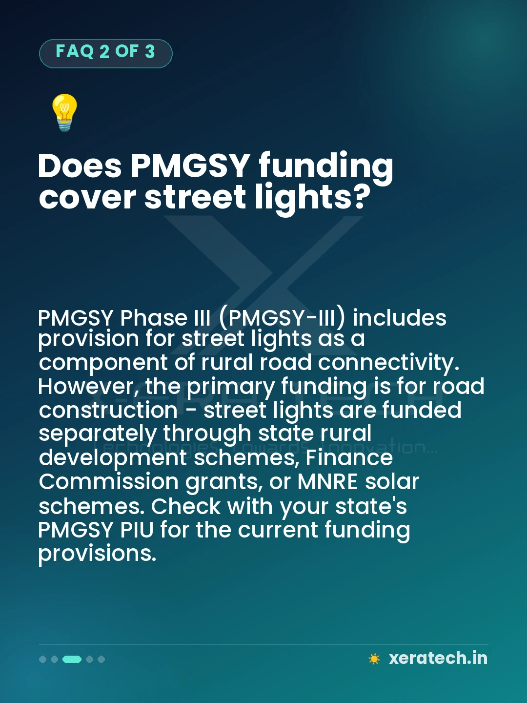 Does PMGSY funding cover street lights?
