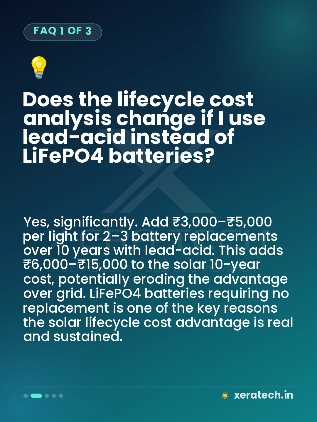 Does the lifecycle cost analysis change if I use lead-acid instead of LiFePO4 batteries?