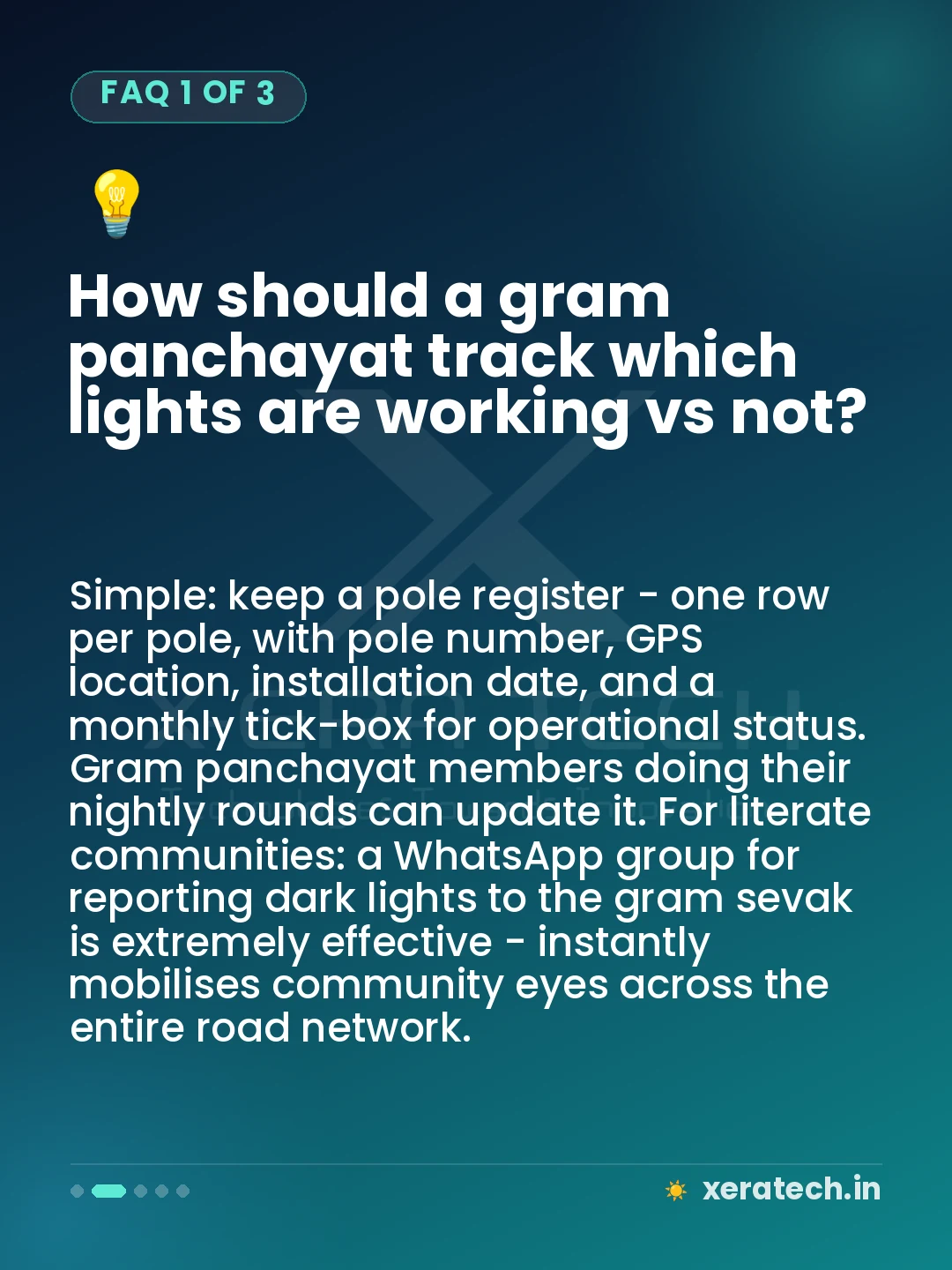 How should a gram panchayat track which lights are working vs not?