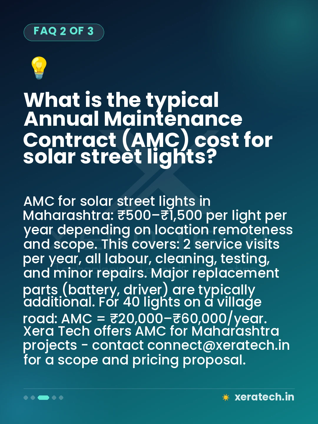 What is the typical Annual Maintenance Contract (AMC) cost for solar street lights?
