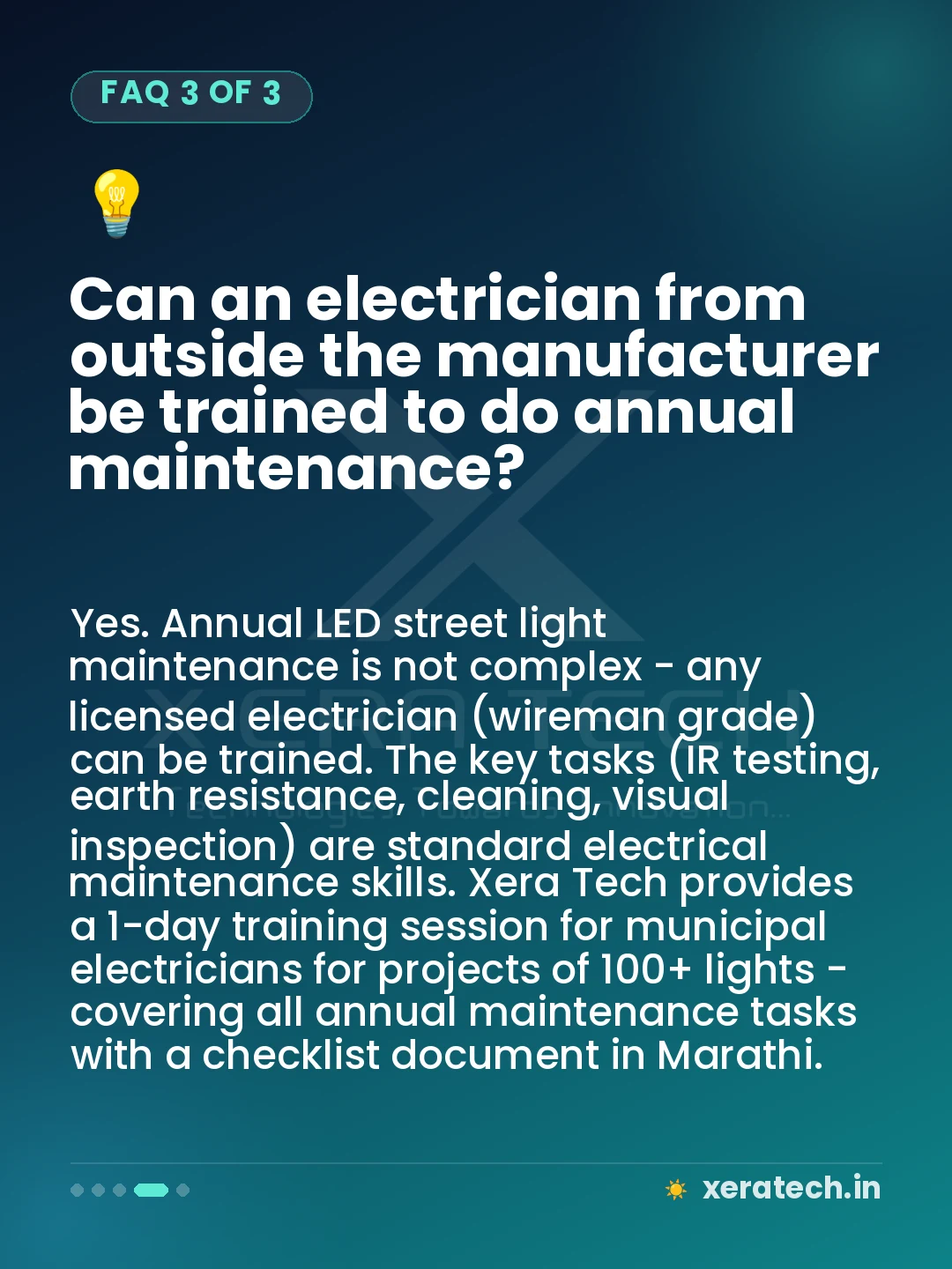 Can an electrician from outside the manufacturer be trained to do annual maintenance?