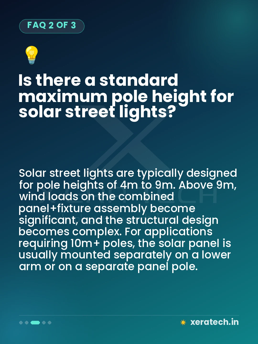 Is there a standard maximum pole height for solar street lights?