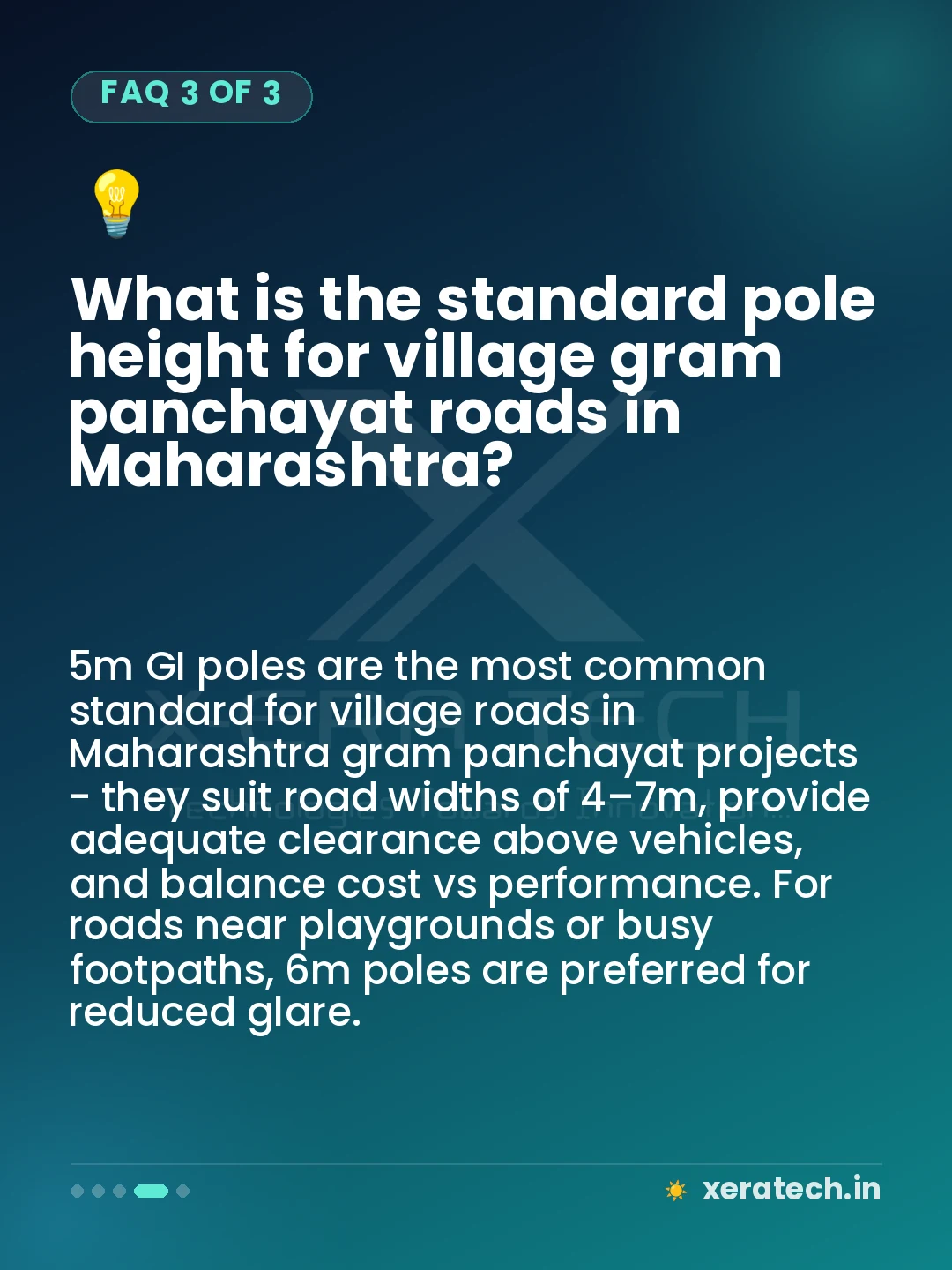What is the standard pole height for village gram panchayat roads in Maharashtra?