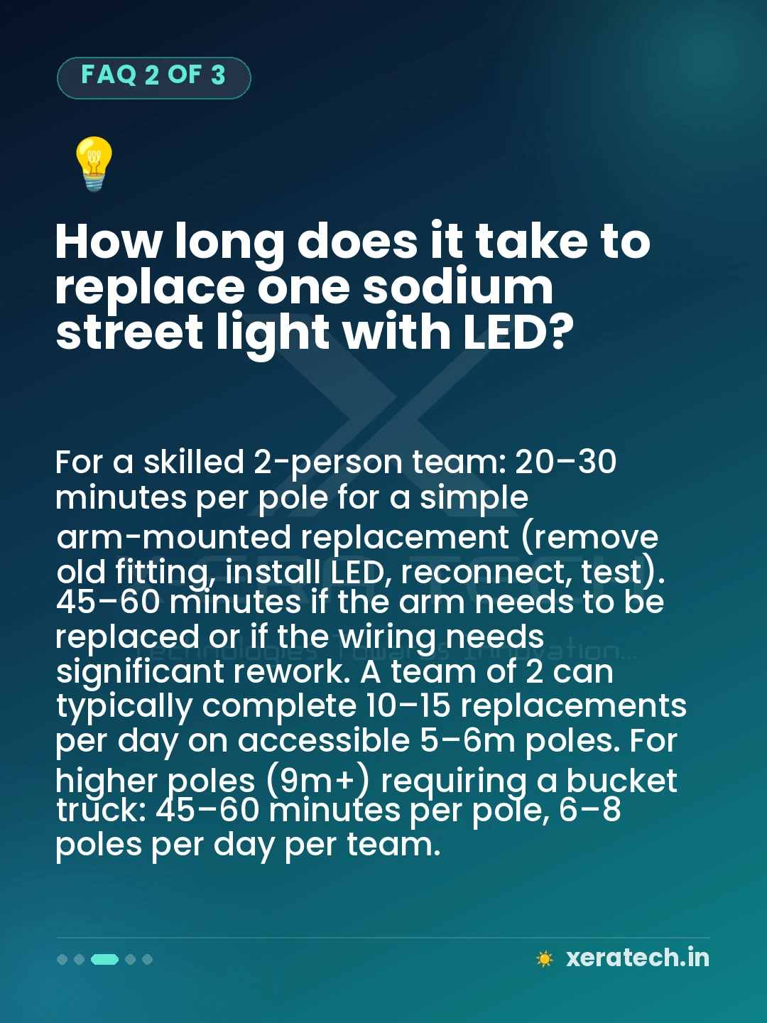 How long does it take to replace one sodium street light with LED?