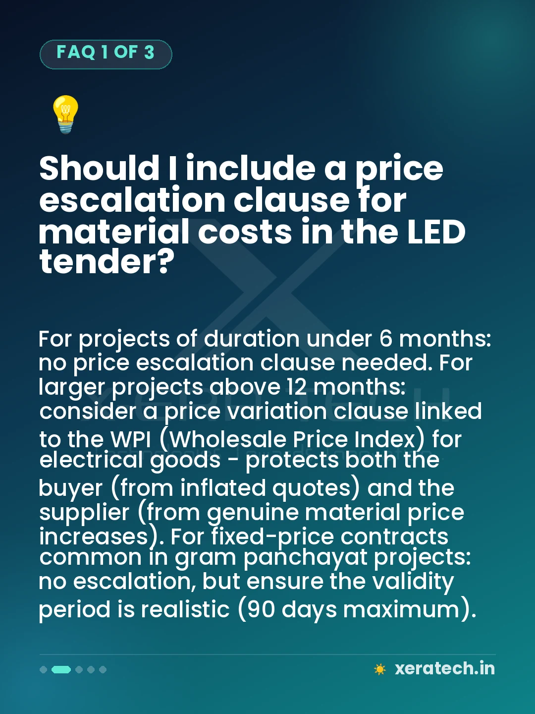 Should I include a price escalation clause for material costs in the LED tender?