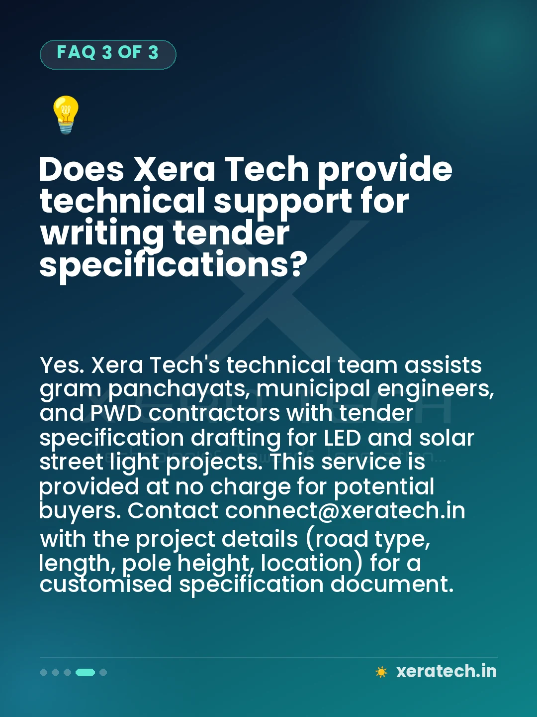 Does Xera Tech provide technical support for writing tender specifications?