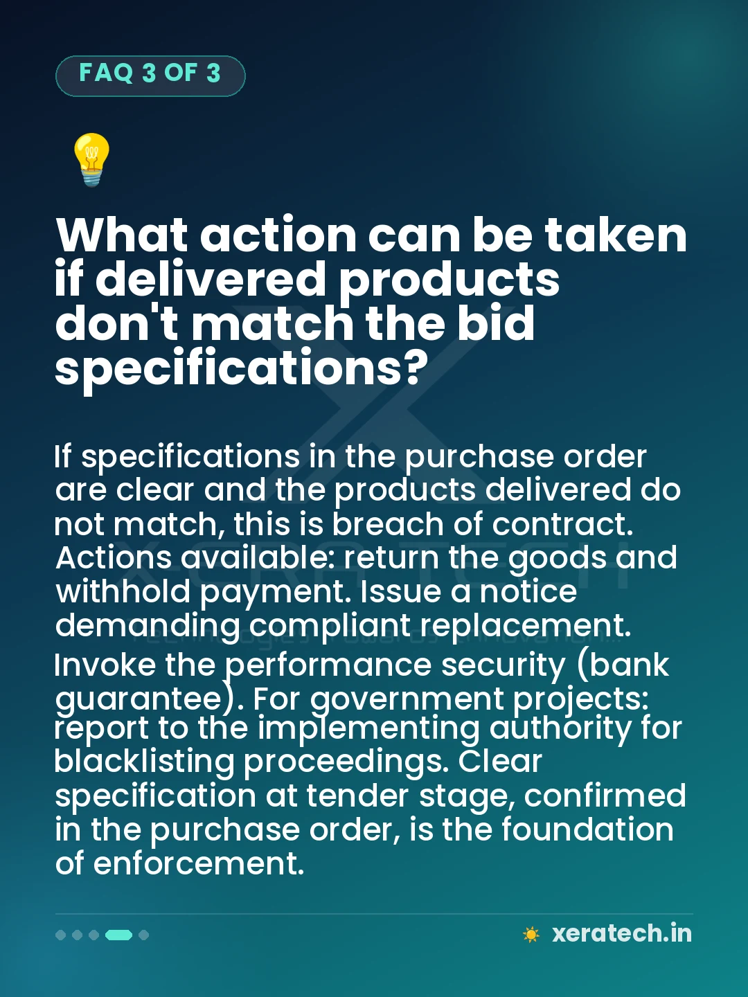 What action can be taken if delivered products don't match the bid specifications?