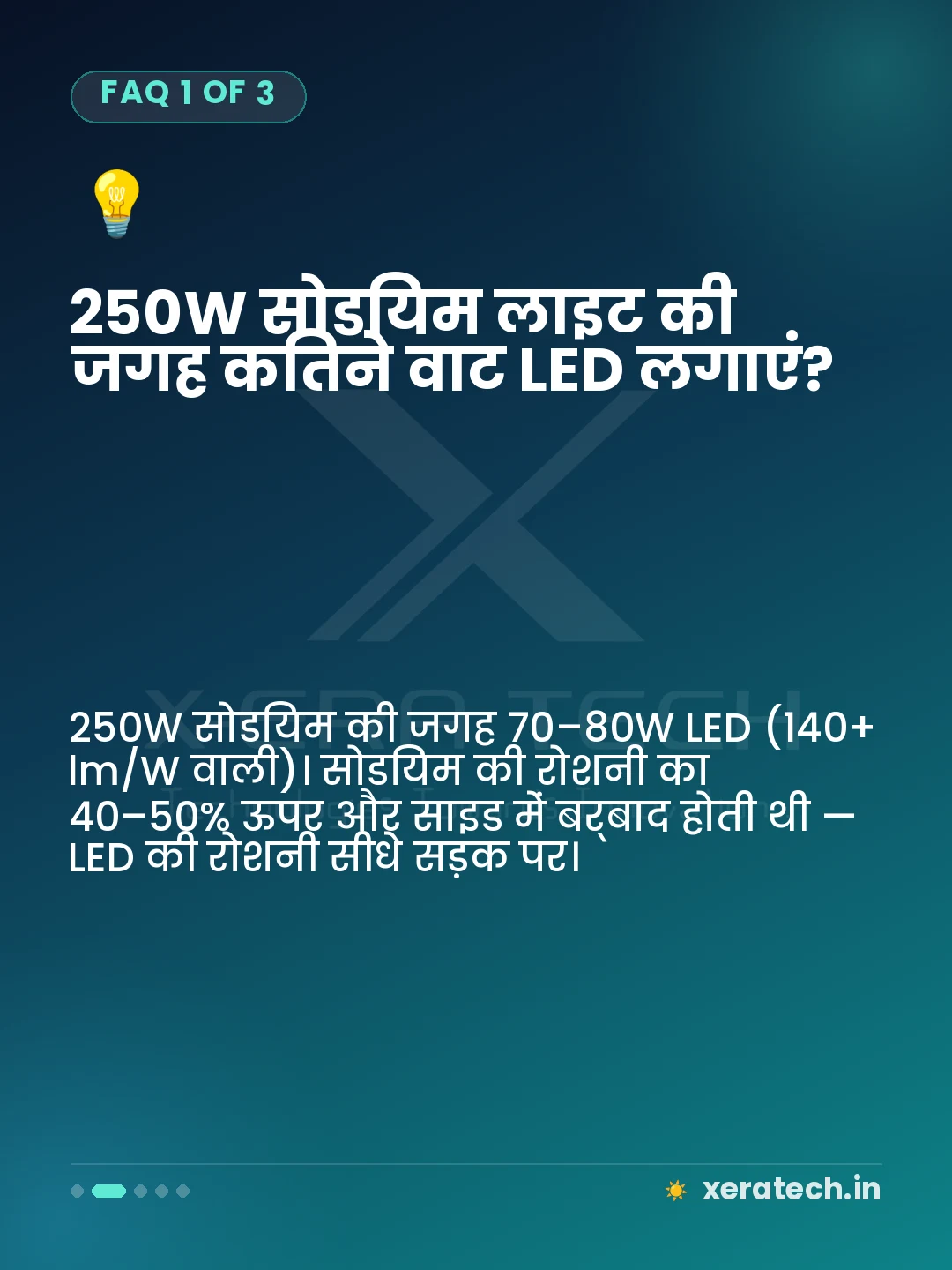 250W सोडियम लाइट की जगह कितने वाट LED लगाएं?