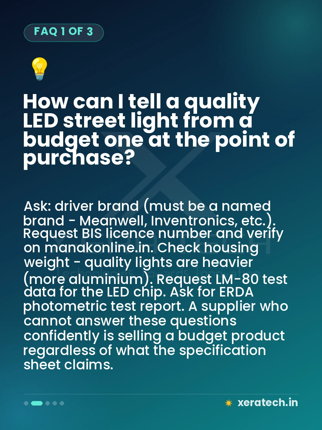 How can I tell a quality LED street light from a budget one at the point of purchase?