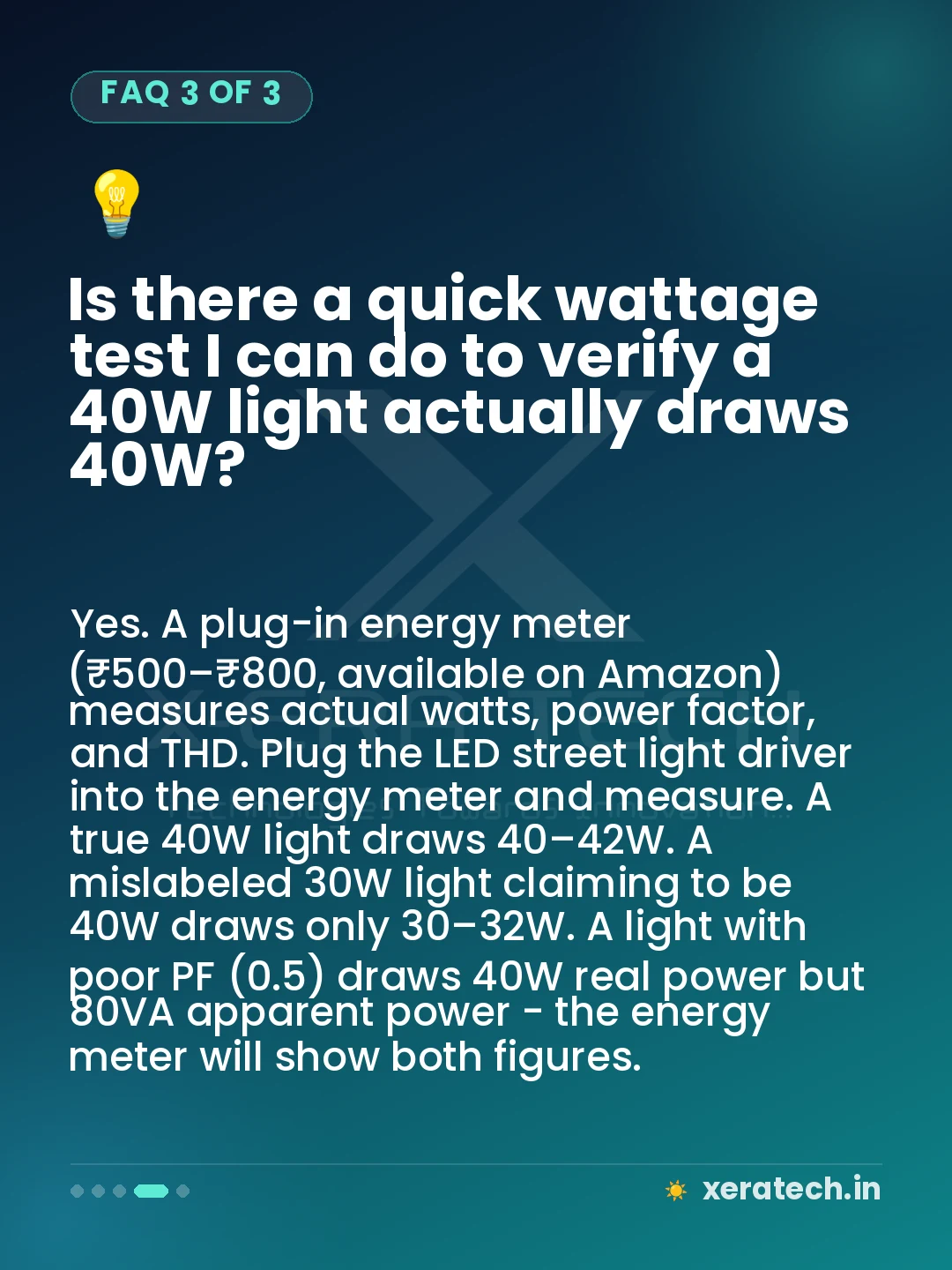 Is there a quick wattage test I can do to verify a 40W light actually draws 40W?