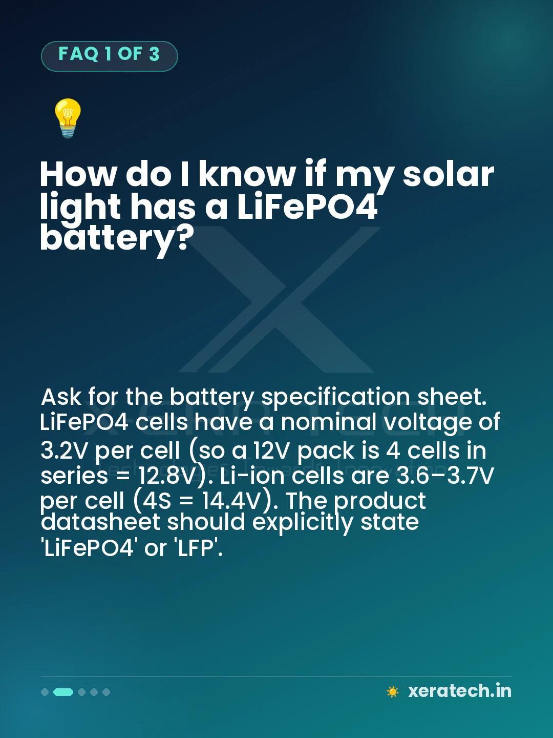 How do I know if my solar light has a LiFePO4 battery?